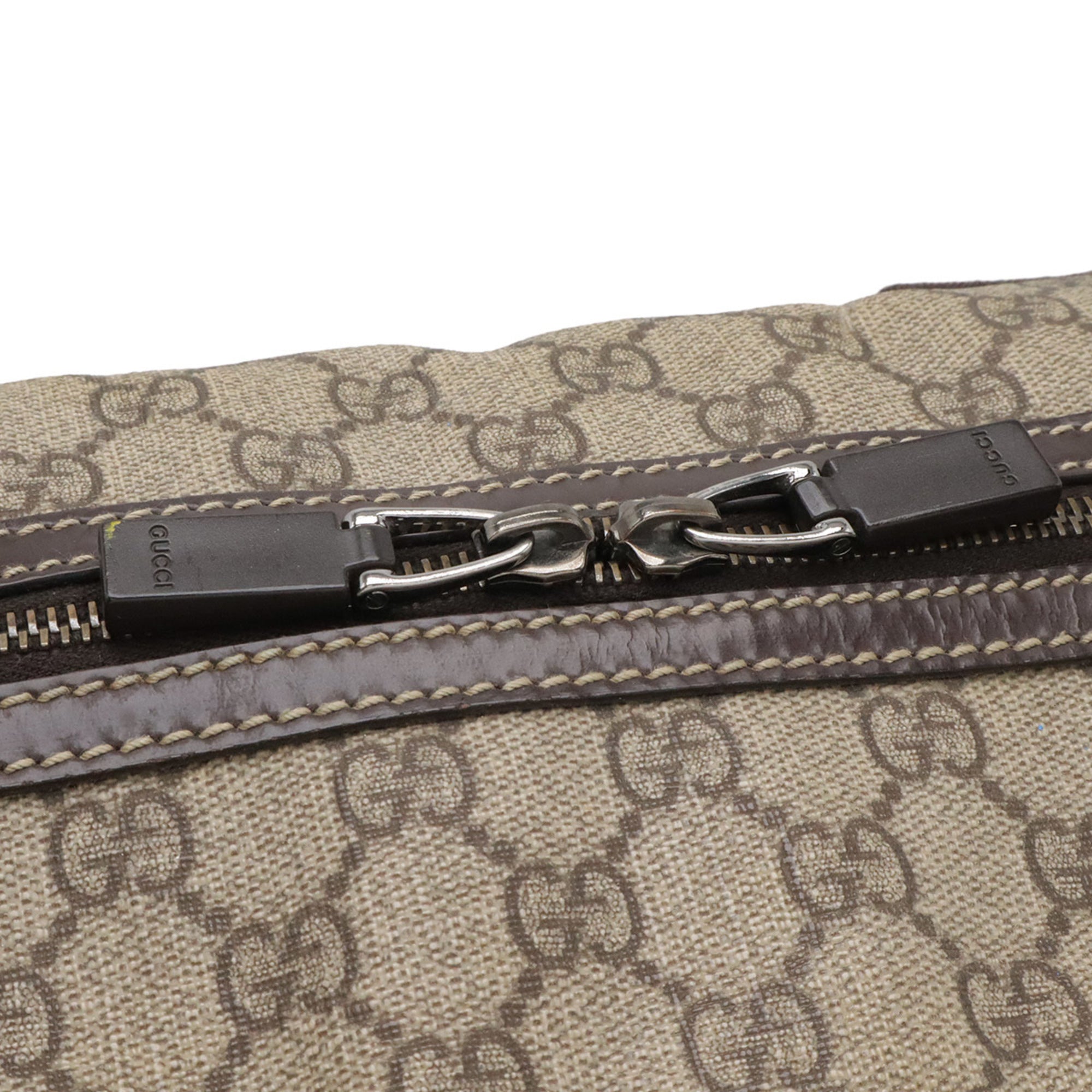 Gucci Beige Dark Brown Khaki Gg Supreme Canvas Leather Handbag Shoulder Bag (Pre-Owned)