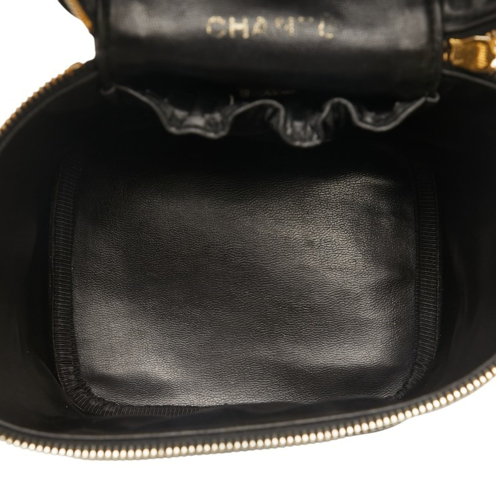 Chanel Caviar Skin Black Gold Caviar Leather Handbag Vanity Bag (Pre-Owned)