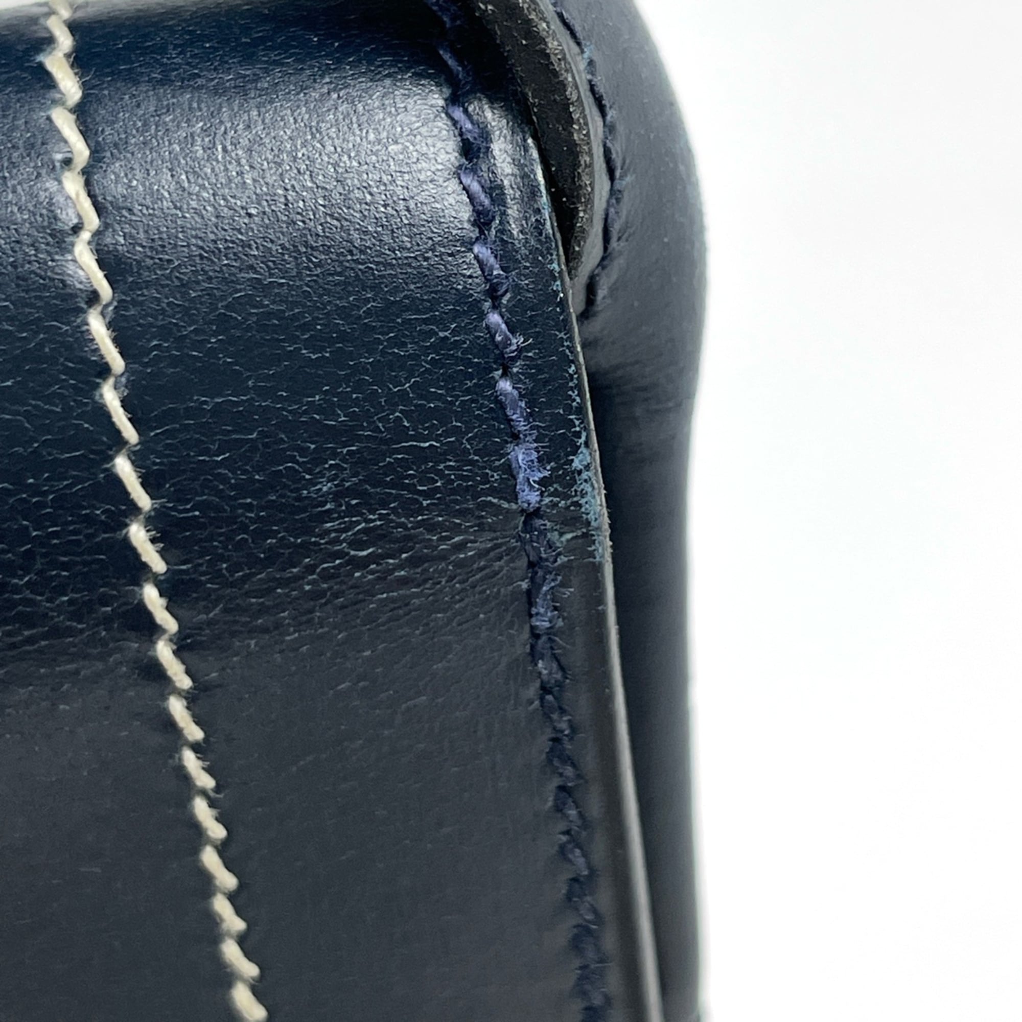 Hermes Blue Indigo Box Calf Leather Shoulder Bag (Pre-Owned)