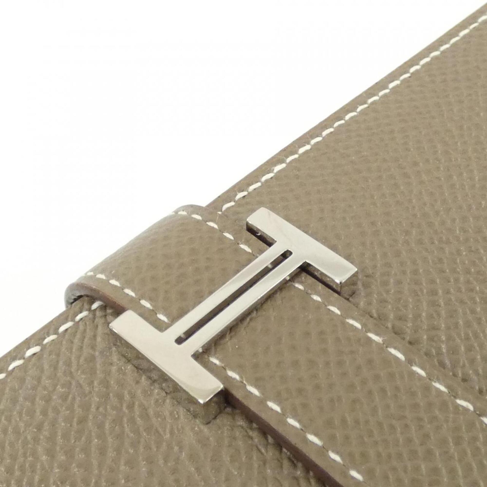 Hermes Bearn Etoupe Gray Epsom Leather Long Wallet (Bi-Fold) (Pre-Owned)