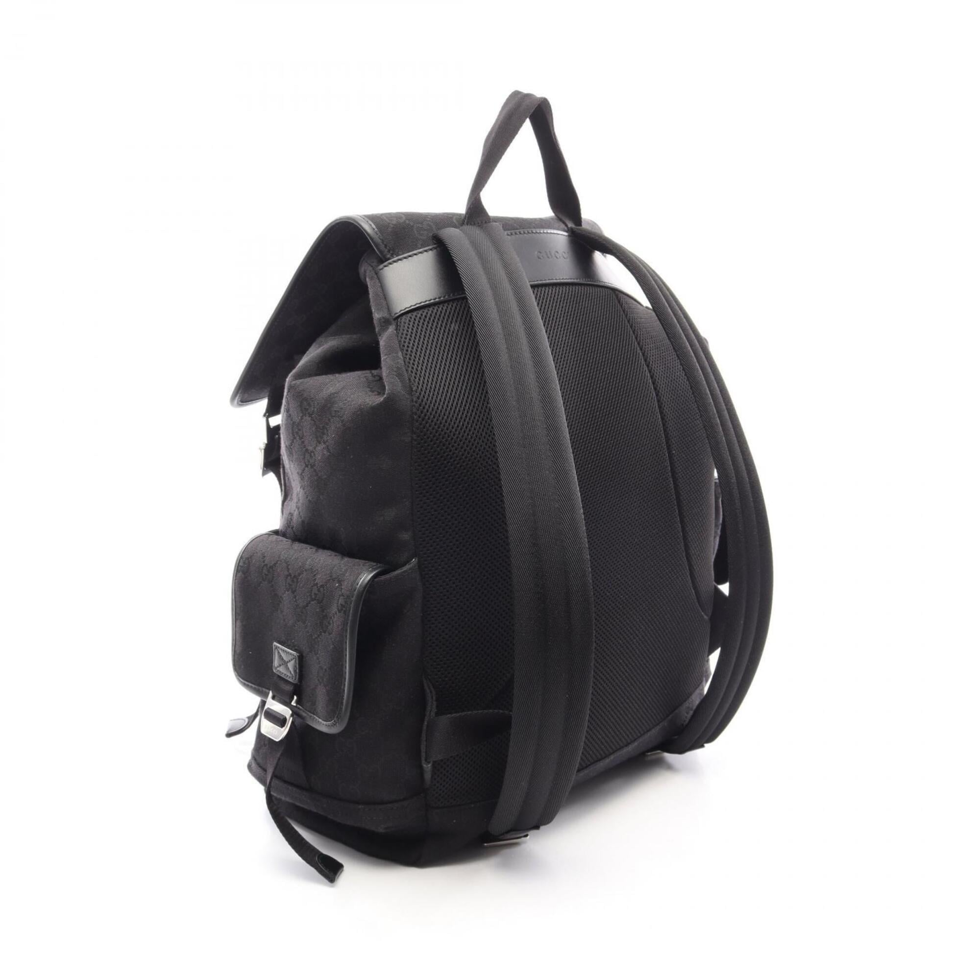 Gucci Black Canvas Leather Backpack Handbag (Pre-Owned)
