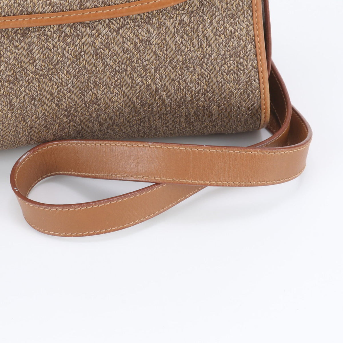 Gucci Brown Leather Canvas Crossbody Bag Shoulder Bag (Pre-Owned)