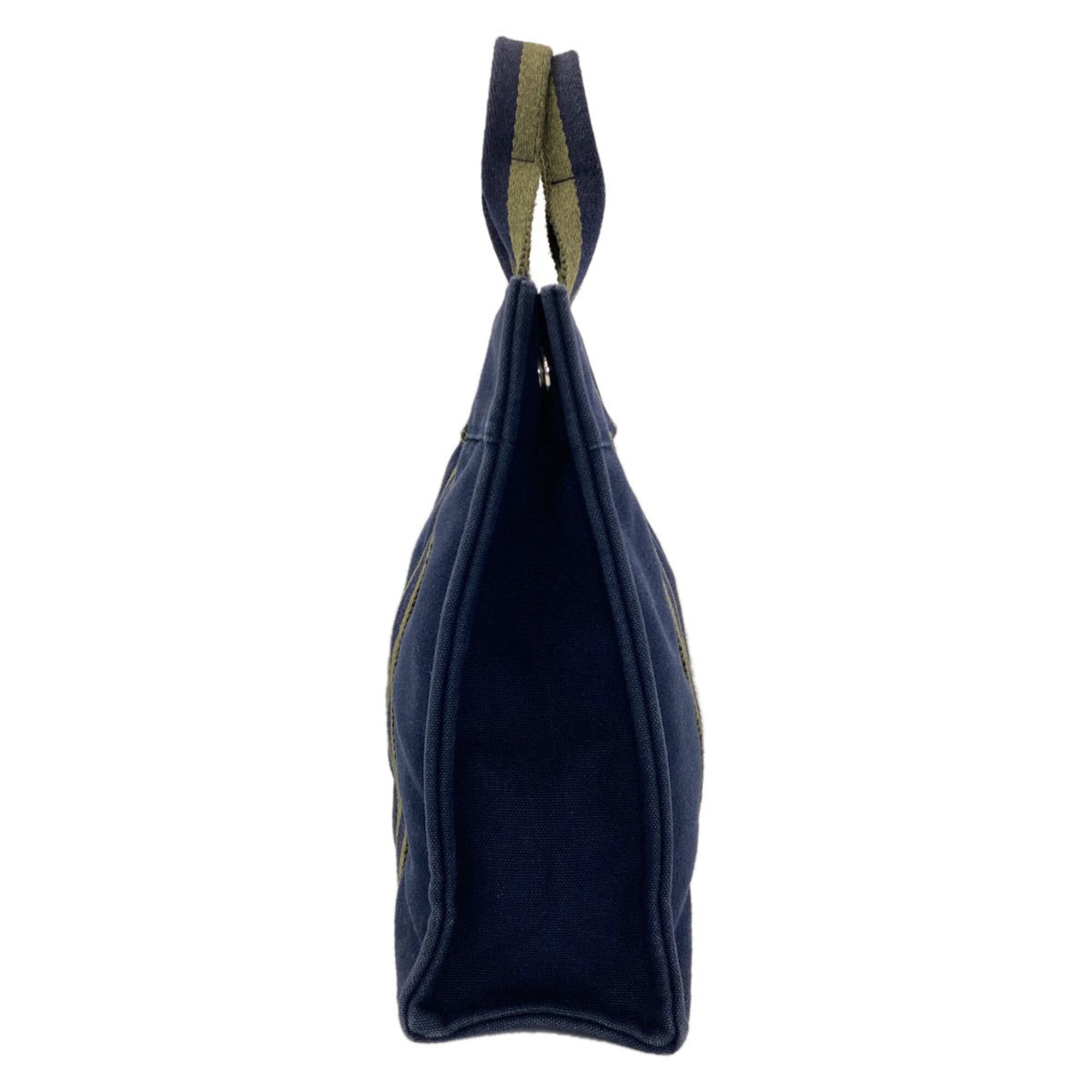 Hermes Green Navy Canvas Handbag (Pre-Owned)