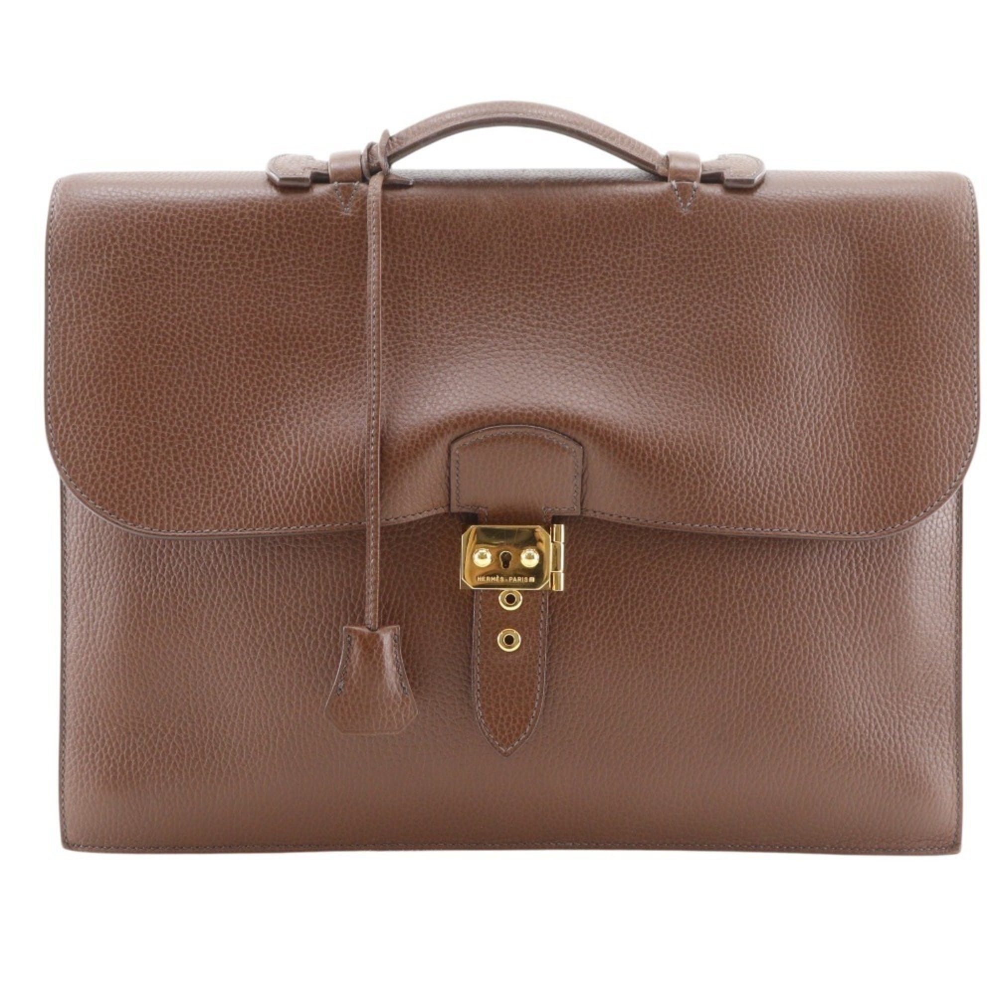 Hermes Sac A Depeche Brown Fjord Leather Briefcase (Pre-Owned)