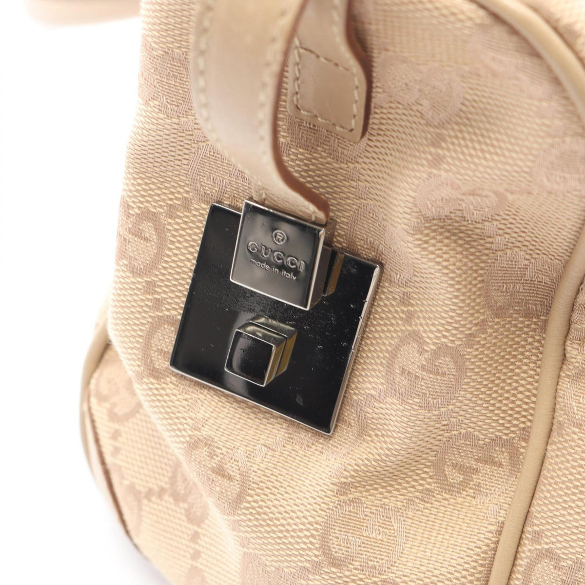Gucci Beige Canvas Leather Handbag (Pre-Owned)
