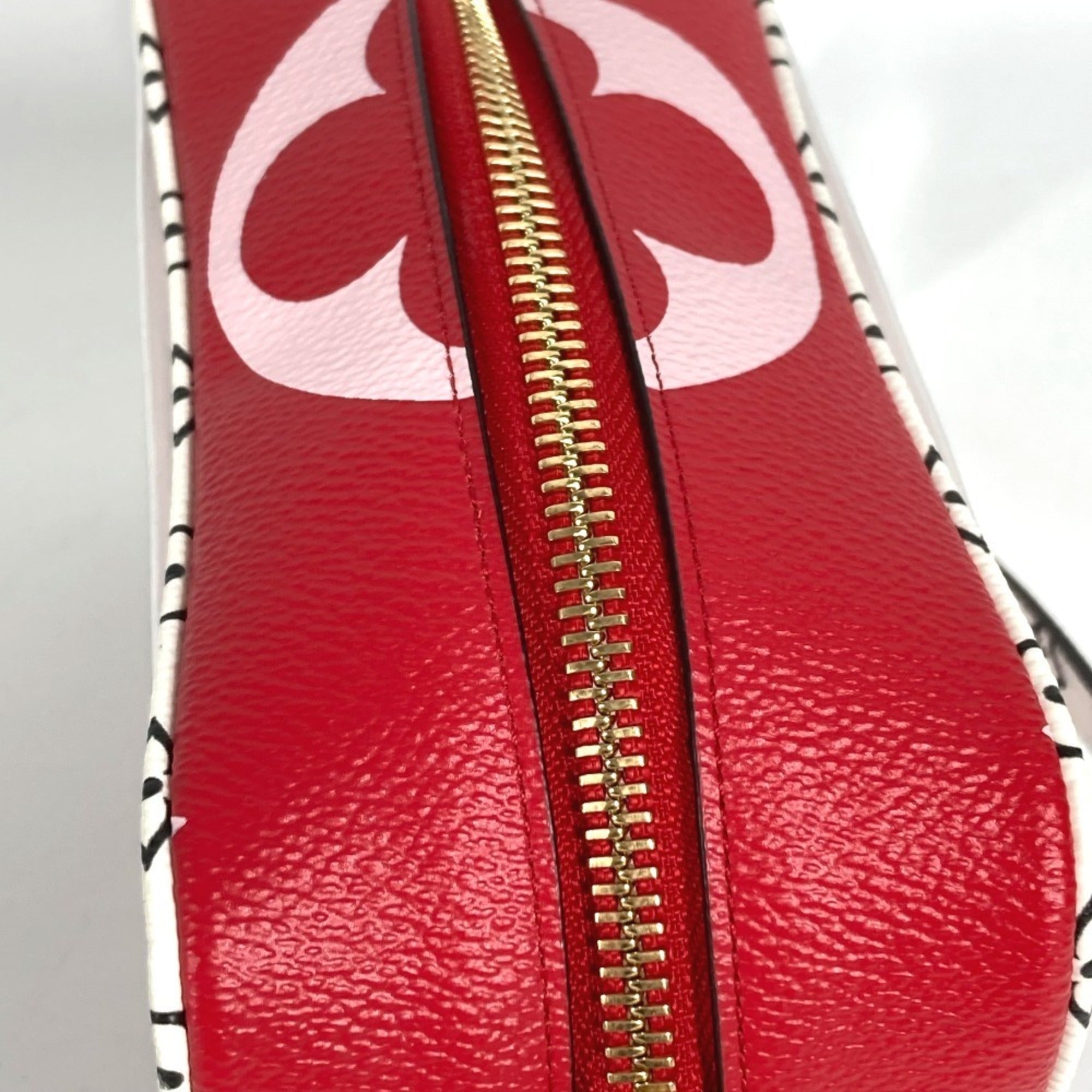 Louis Vuitton Pink Red Color Monogram Canvas Handbag Pouch Shoulder Bag (Pre-Owned)