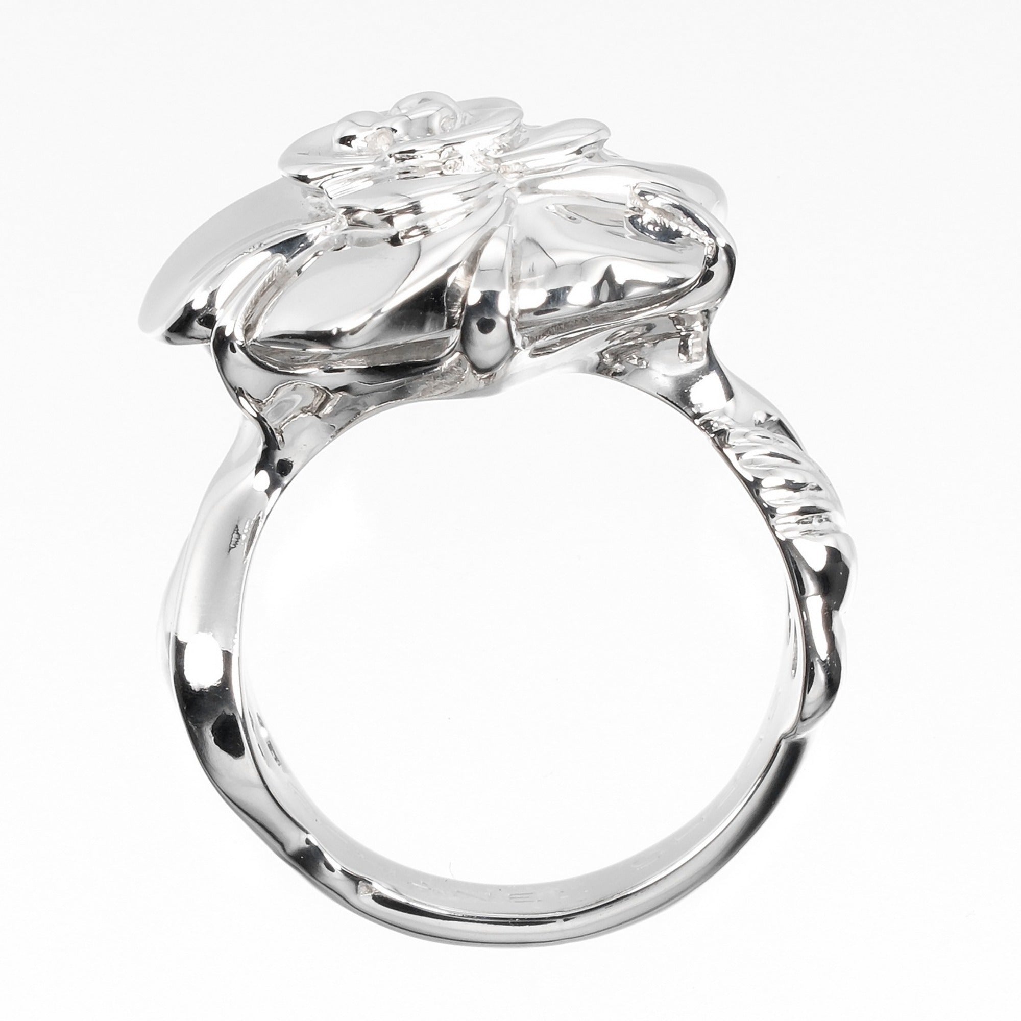 Chanel Camellia White Gold White Gold (18K) Band Ring (Pre-Owned)