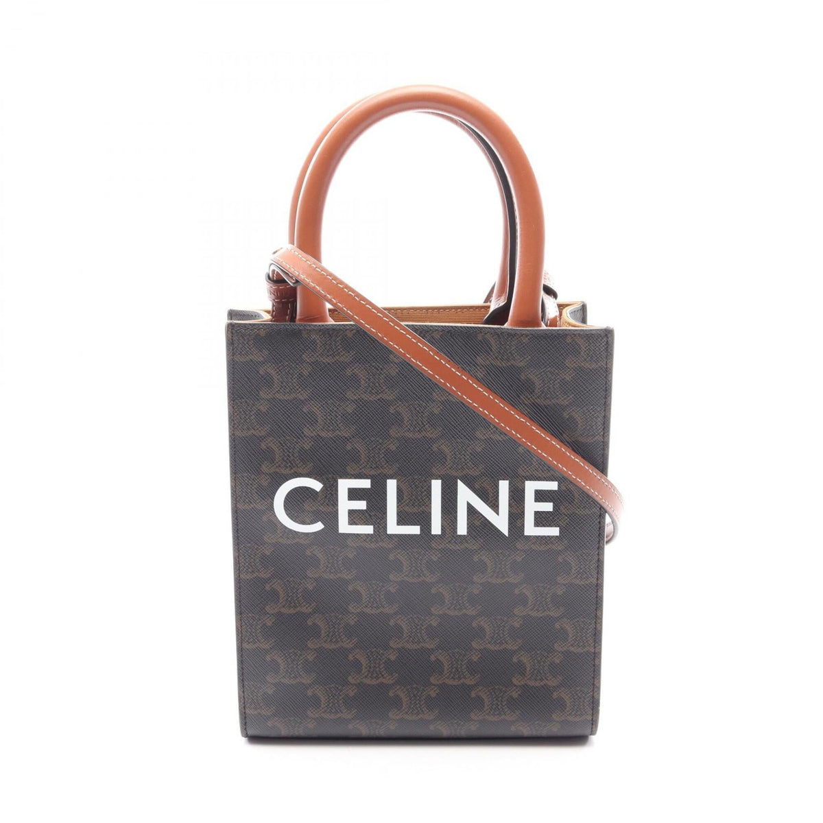 Celine Black Brown Coated Canvas Pvc Leather Handbag (Pre-Owned)