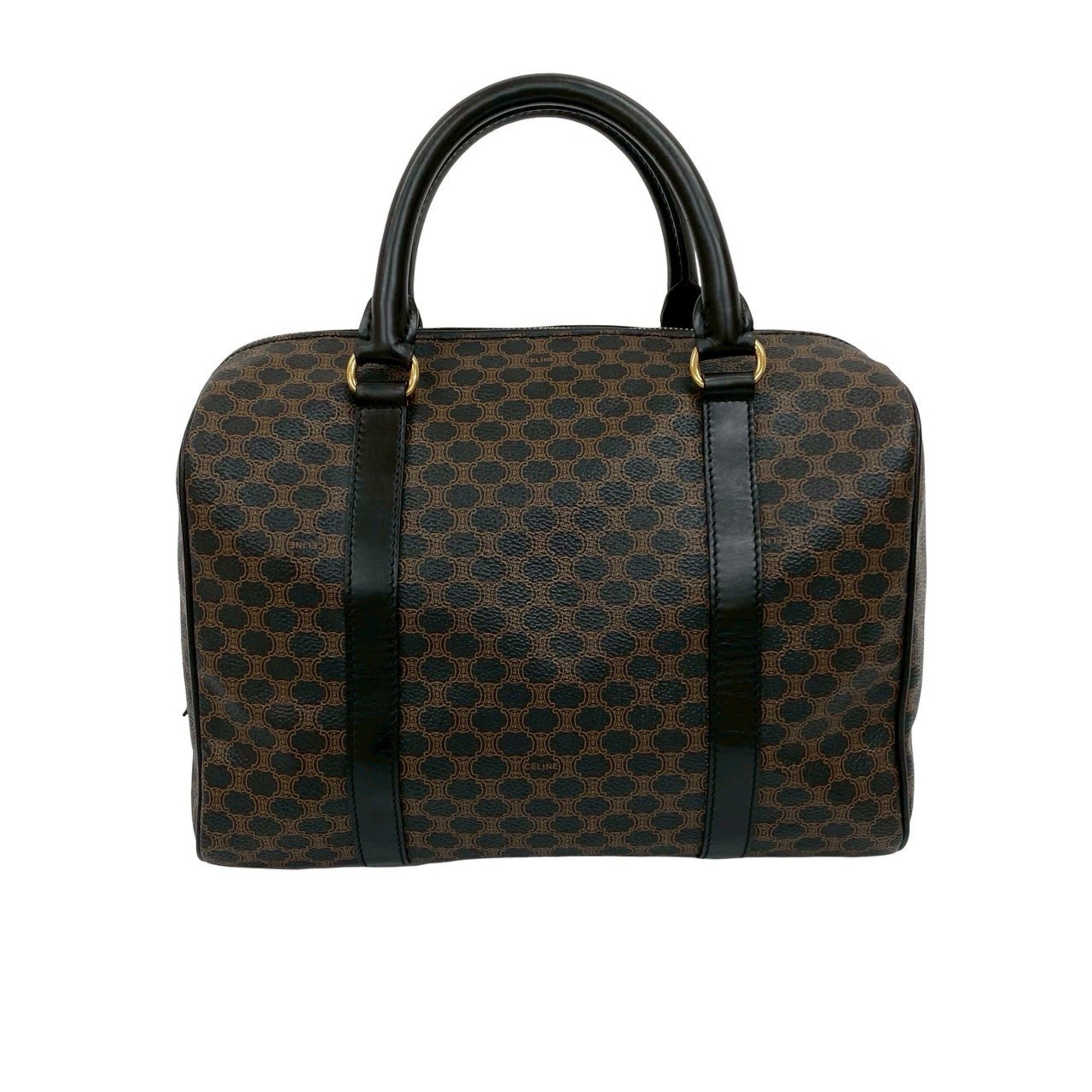 Celine Black Brown Leather Pvc Boston Bag Handbag (Pre-Owned)
