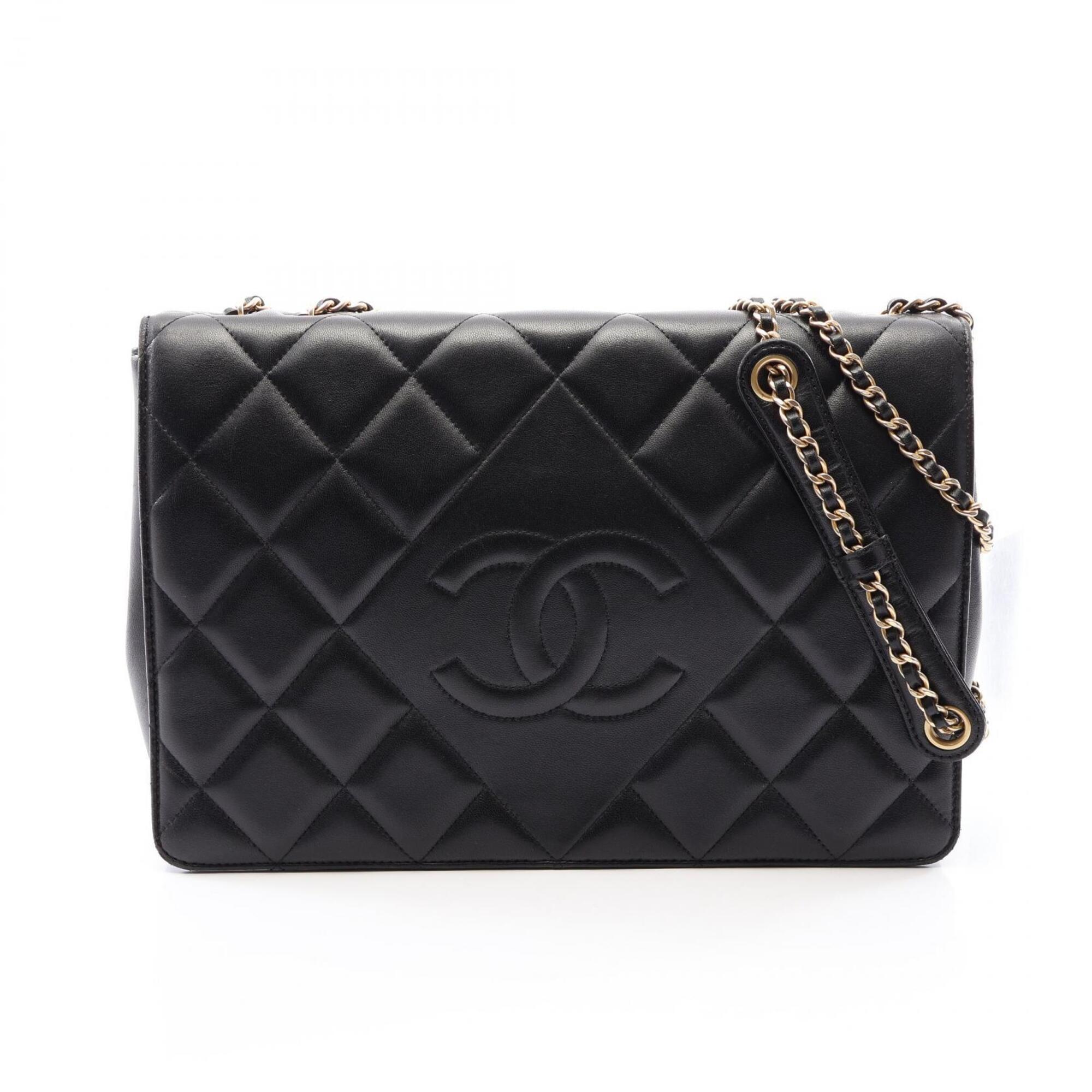 Chanel Black Leather Handbag Shoulder Bag (Pre-Owned)