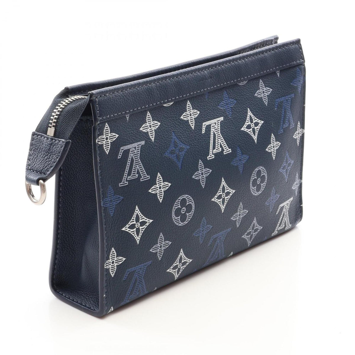 Louis Vuitton Navy Leather Handbag Pouch Shoulder Bag (Pre-Owned)