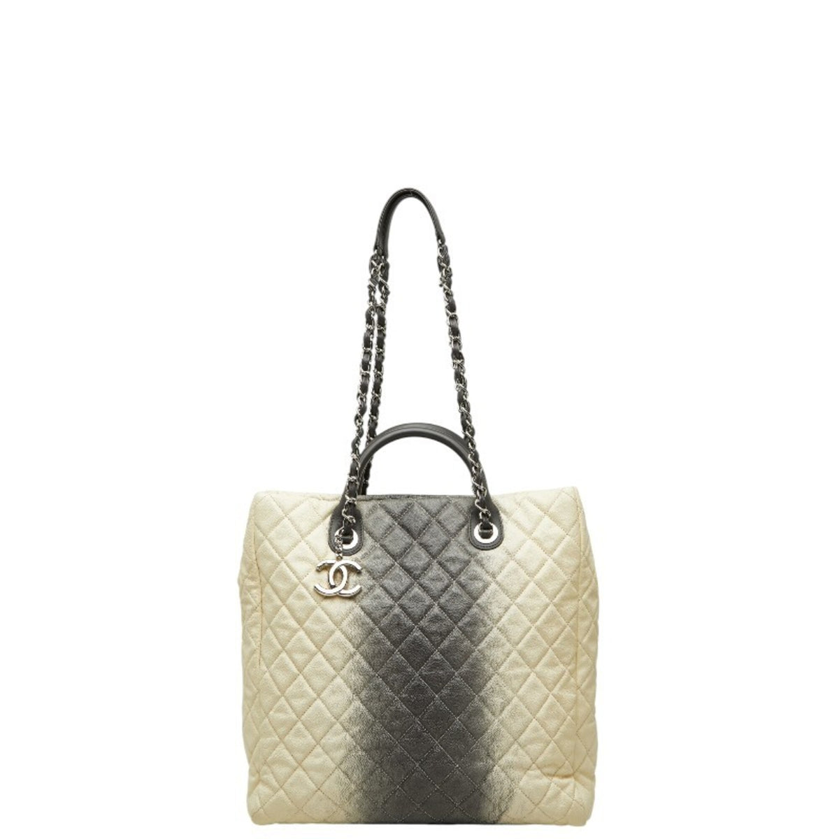 Chanel Black Ivory Grained Calfskin Shoulder Bag (Pre-Owned)