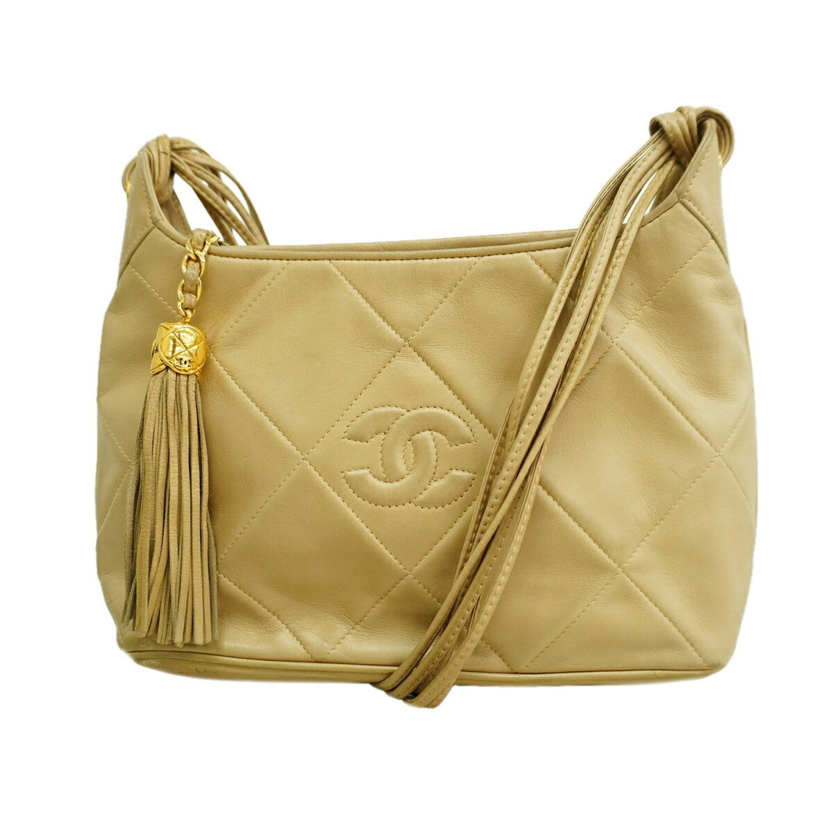 Chanel Beige Leather Shoulder Bag (Pre-Owned)
