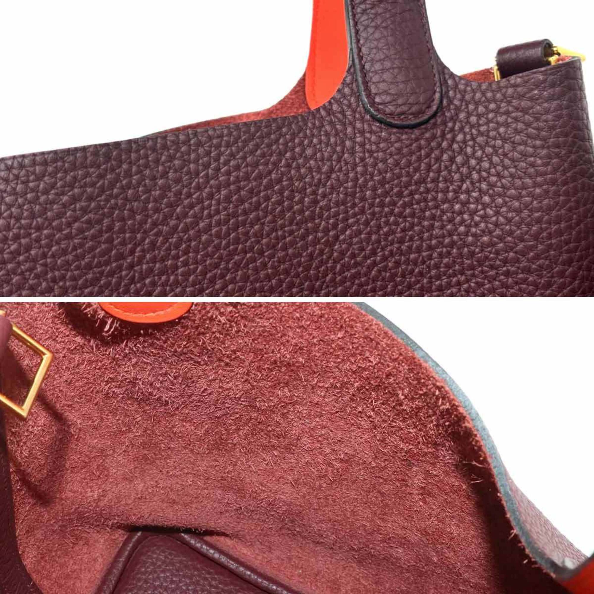Hermes Orange Poppy Purple Taurillon Clemence Leather Swift Leather Handbag (Pre-Owned)