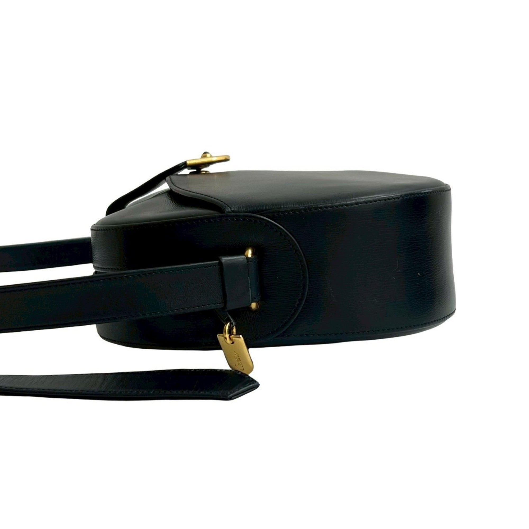 Cartier Navy Leather Pochette Shoulder Bag (Pre-Owned)
