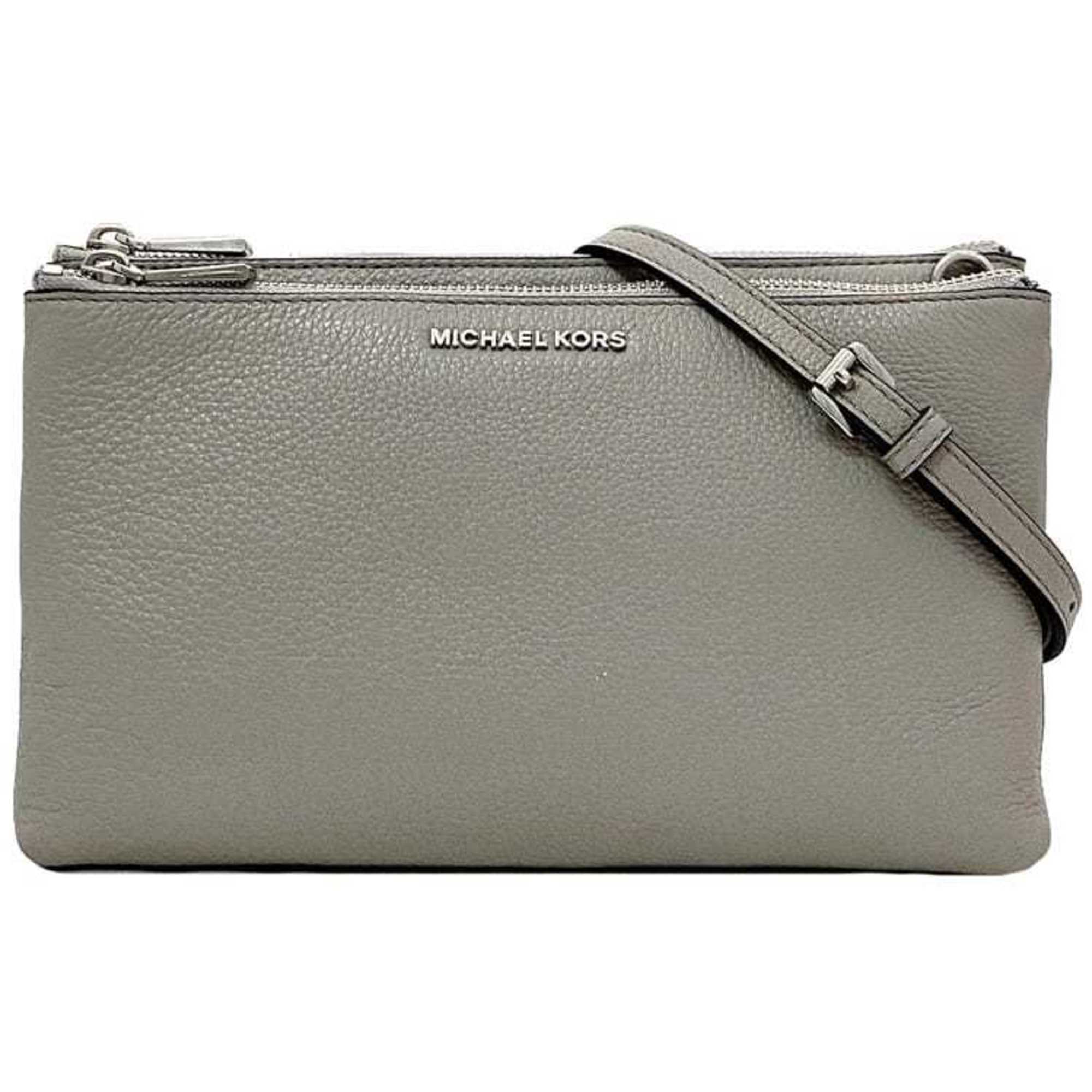 Michael Kors Gray Leather Shoulder Bag (Pre-Owned)