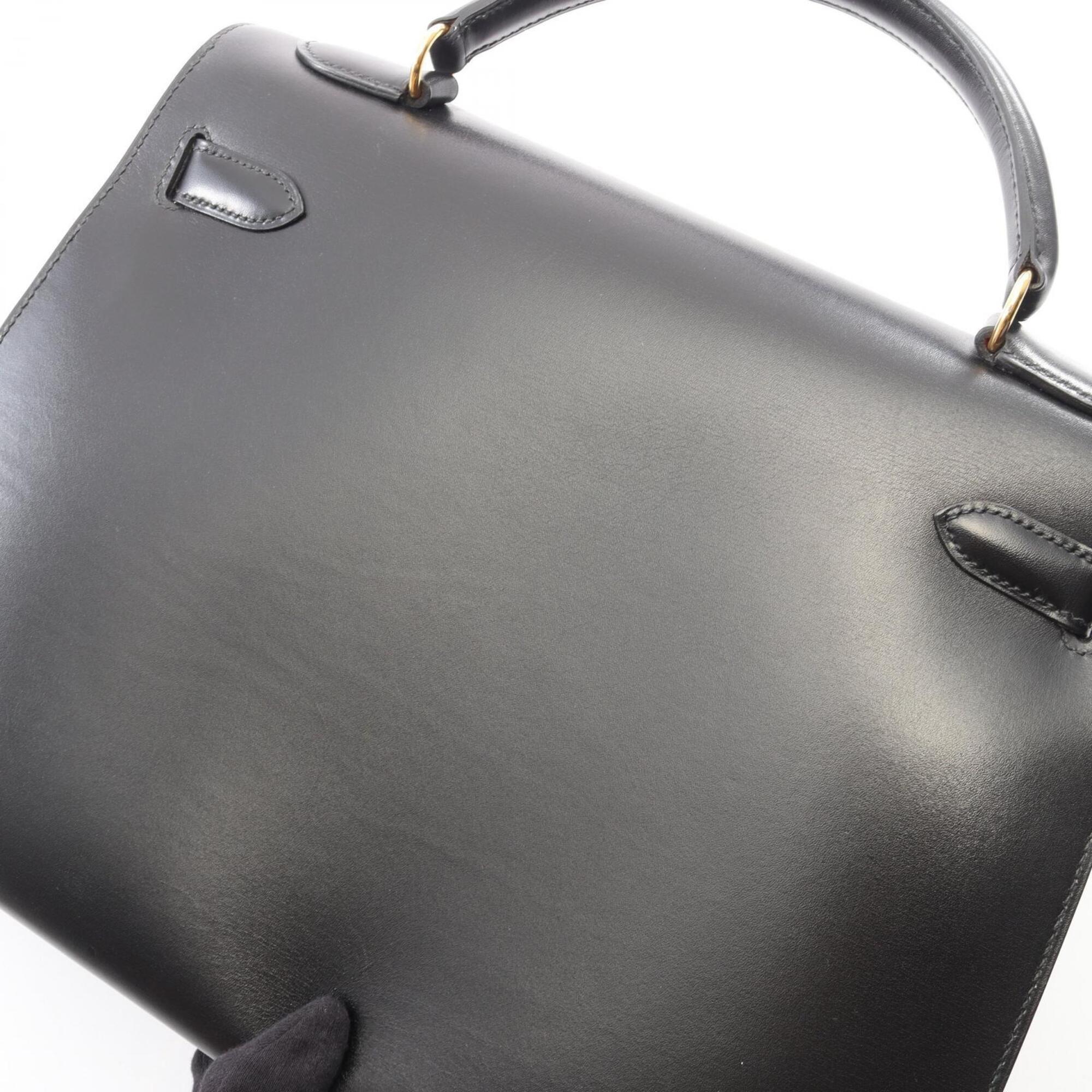 Hermes Black Box Calf Leather Handbag (Pre-Owned)