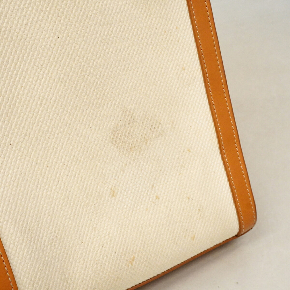 Celine Brown Ivory Canvas Leather Handbag (Pre-Owned)