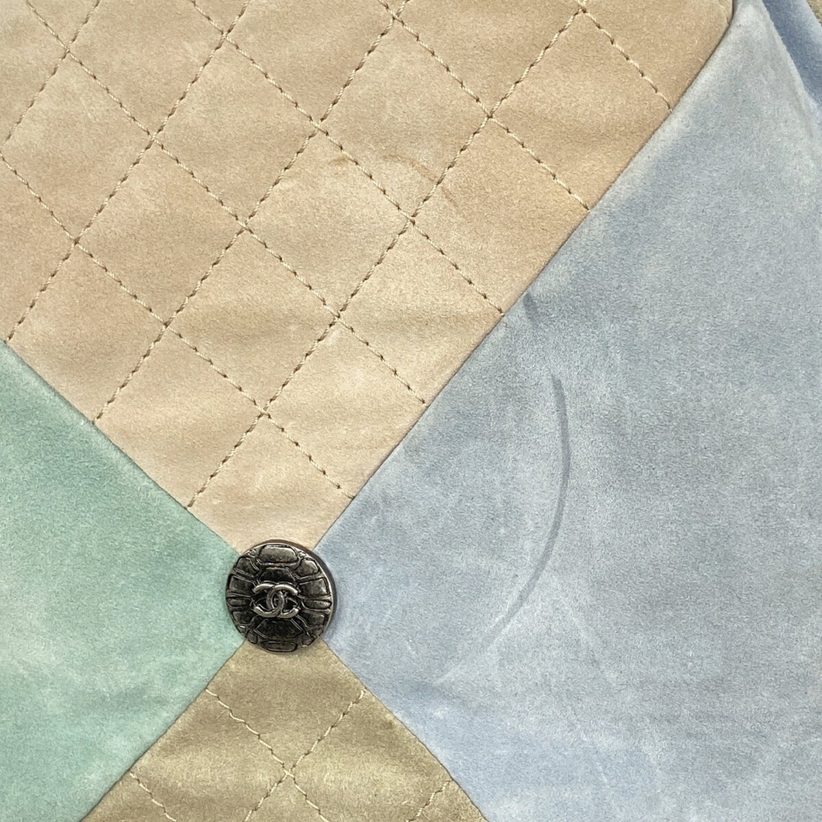 Chanel Beige Blue Green Suede Shoulder Bag (Pre-Owned)