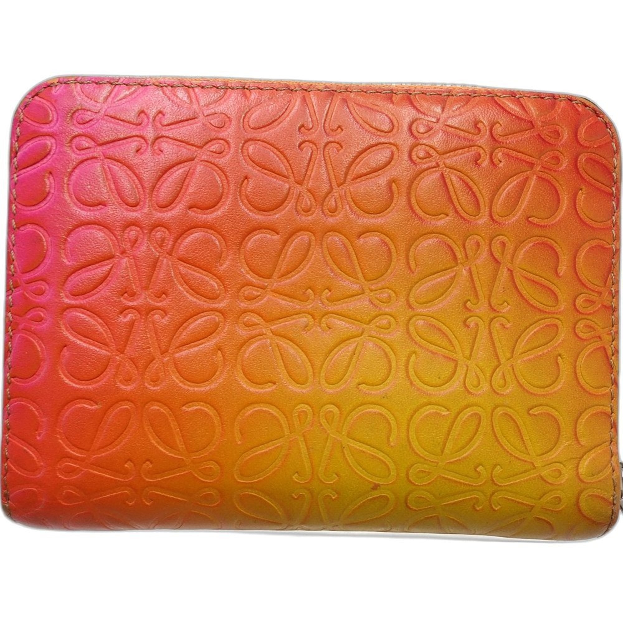 Loewe Multi-Color Orange Leather Coin Purse/Coin Case (Pre-Owned)