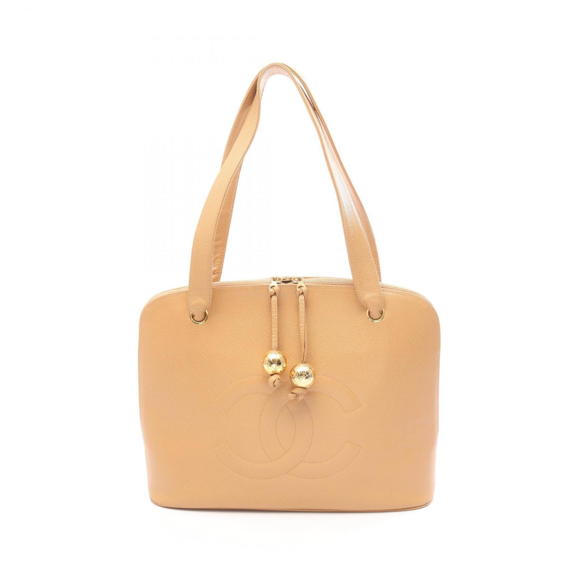 Chanel Beige Leather Handbag Tote Bag (Pre-Owned)