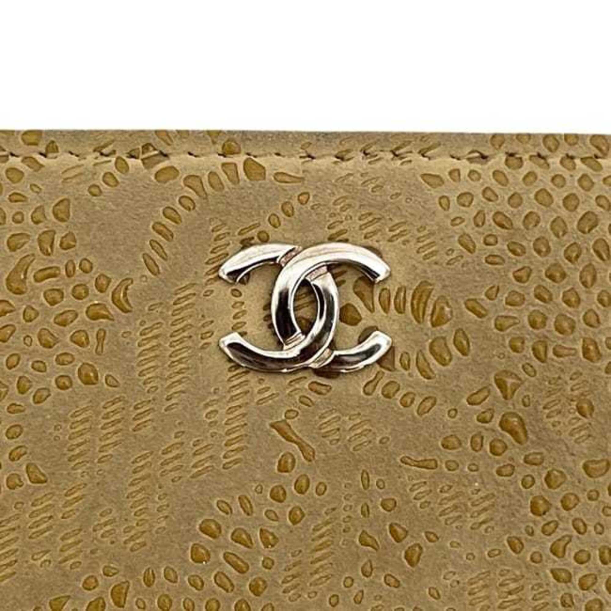 Chanel Beige Leather Long Wallet (Bi-Fold) (Pre-Owned)
