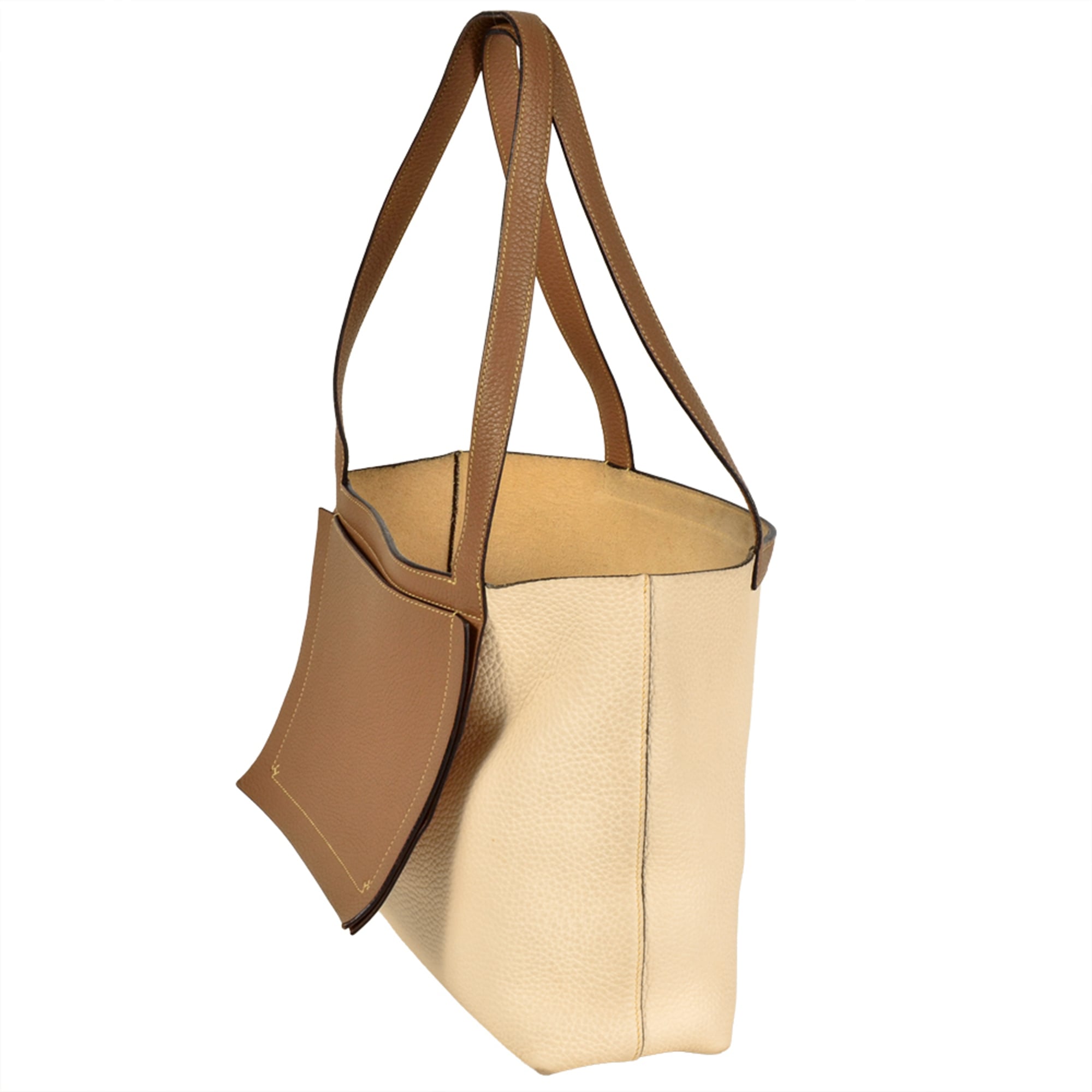 Hermes White Taurillon Clemence Leather Tote Bag (Pre-Owned)