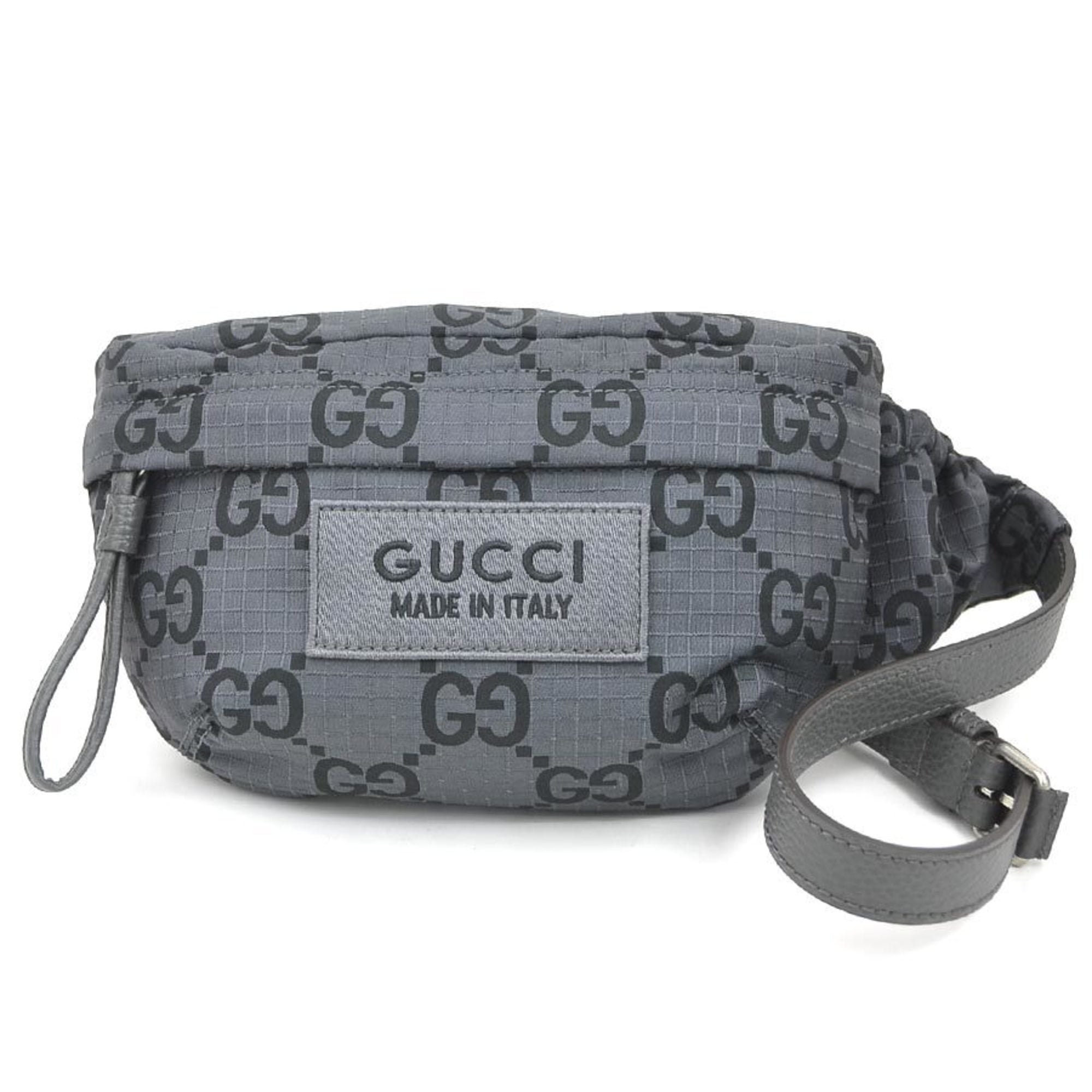Gucci Black Gray Nylon Leather Fanny Pack Sling Bag (Pre-Owned)