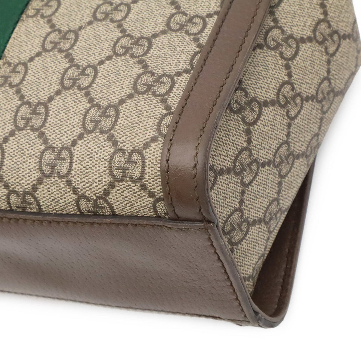 Gucci Beige Brown Green Red Color Gg Supreme Canvas Pvc Coated Canvas Leather Handbag Tote Bag (Pre-Owned)