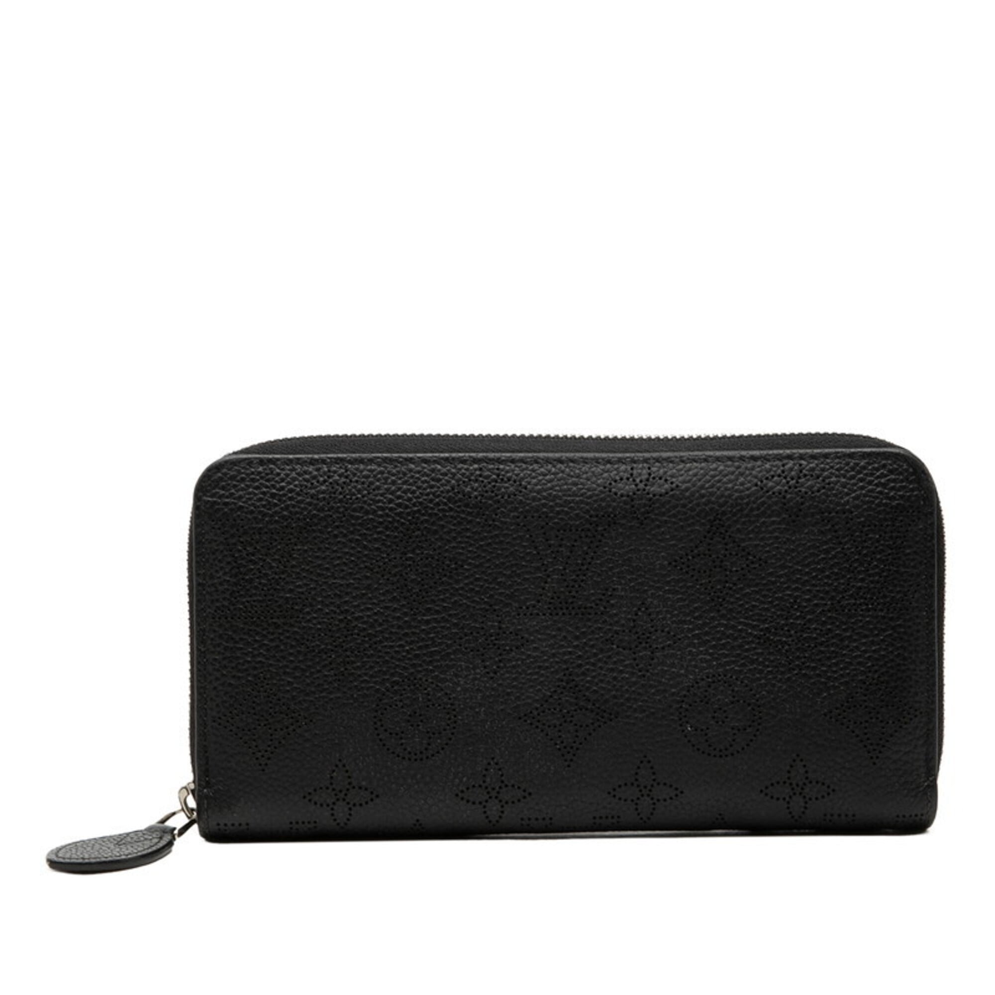 Louis Vuitton Monogram Black Leather Long Wallet (Bi-Fold) (Pre-Owned)