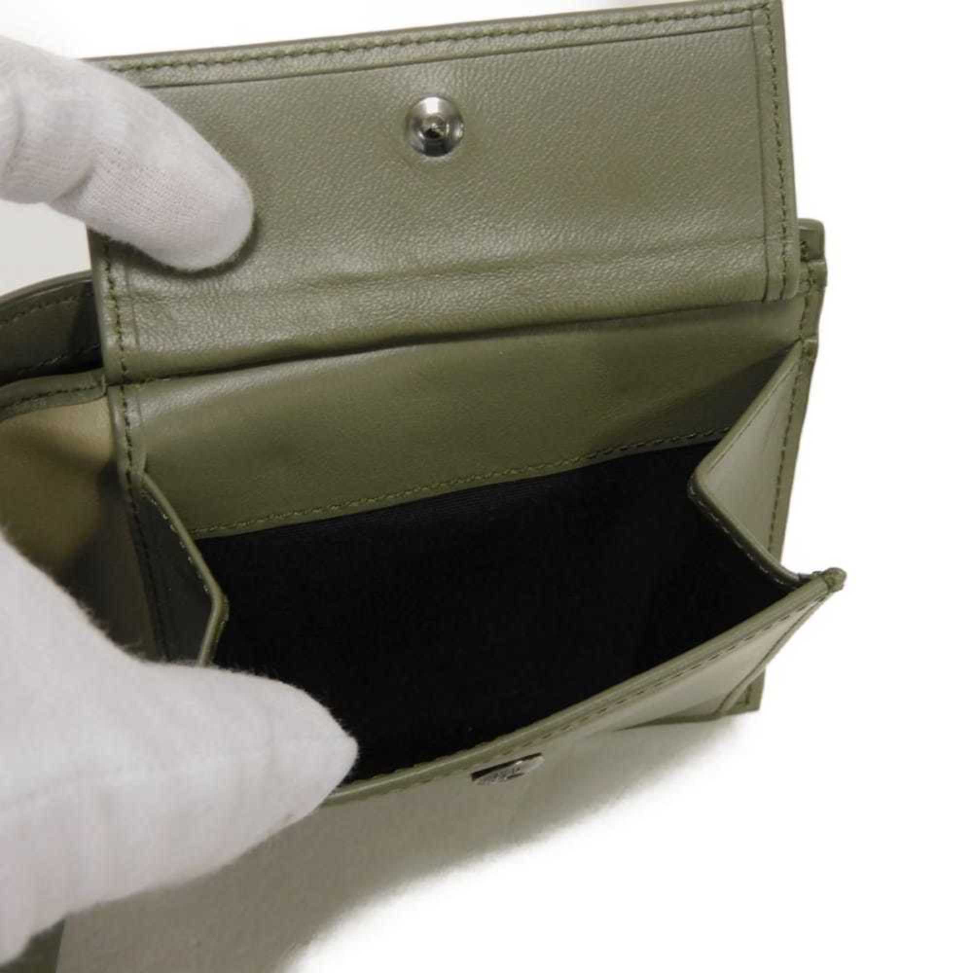 Christian Dior Khaki Leather Wallet (Bi-Fold) (Pre-Owned)