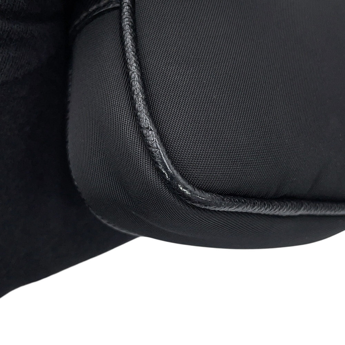 Prada Black Nylon Leather Handbag Pouch Shoulder Bag (Pre-Owned)