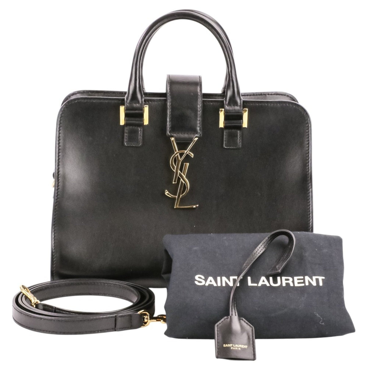 Yves Saint Laurent Black Leather Handbag Shoulder Bag (Pre-Owned)
