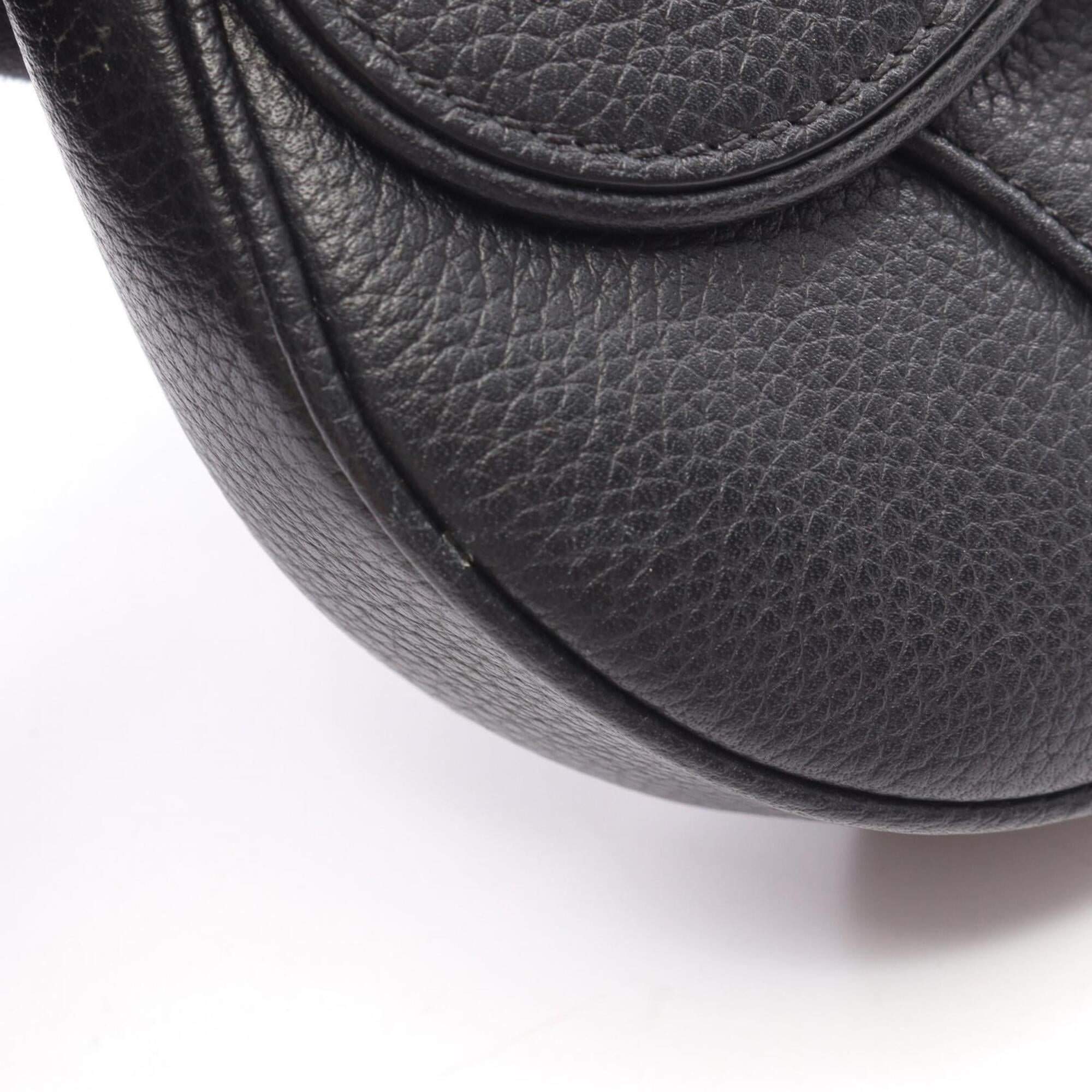 Christian Dior Black Leather Saddle Bag Shoulder Bag (Pre-Owned)