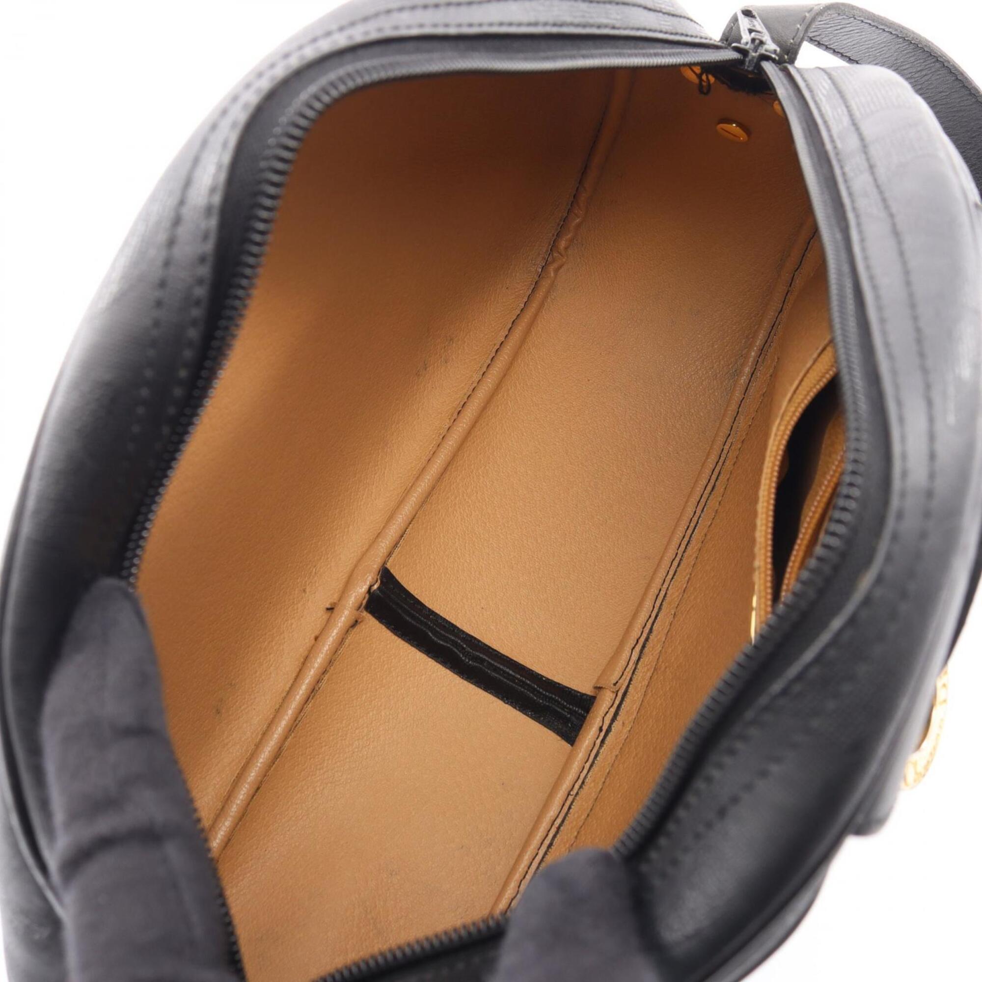 Christian Dior Black Coated Canvas Leather Handbag Shoulder Bag (Pre-Owned)