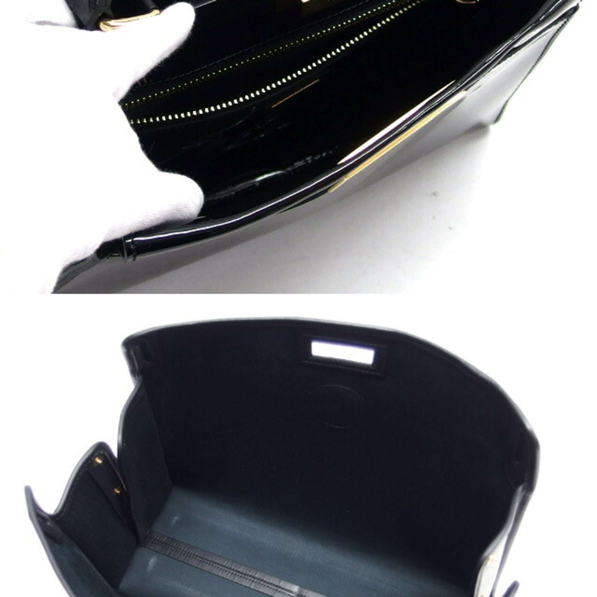 Fendi Peekaboo Black Brown Dark Brown Coated Canvas Patent Leather Handbag (Pre-Owned)