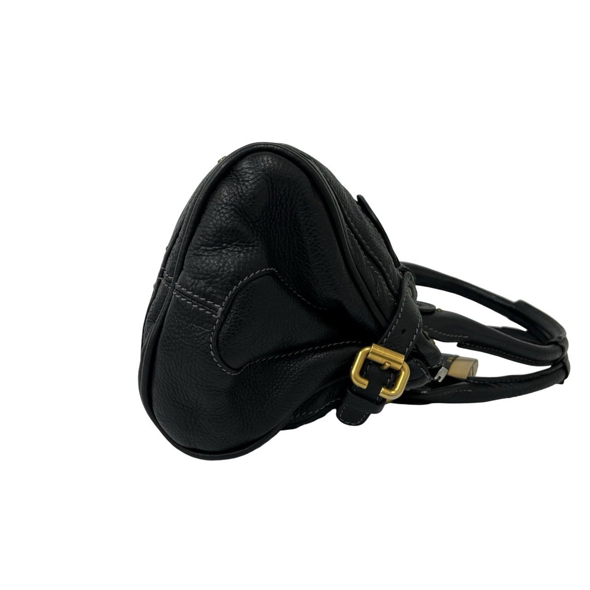 Chloé Black Leather Boston Bag Handbag Tote Bag (Pre-Owned)