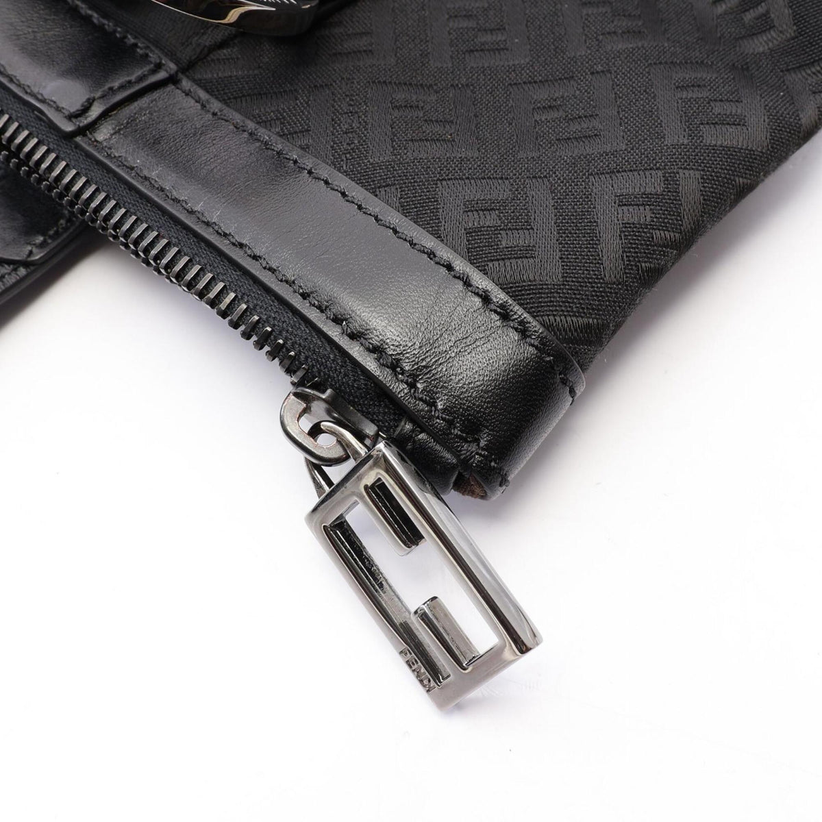 Fendi Black Canvas Leather Handbag Shoulder Bag (Pre-Owned)