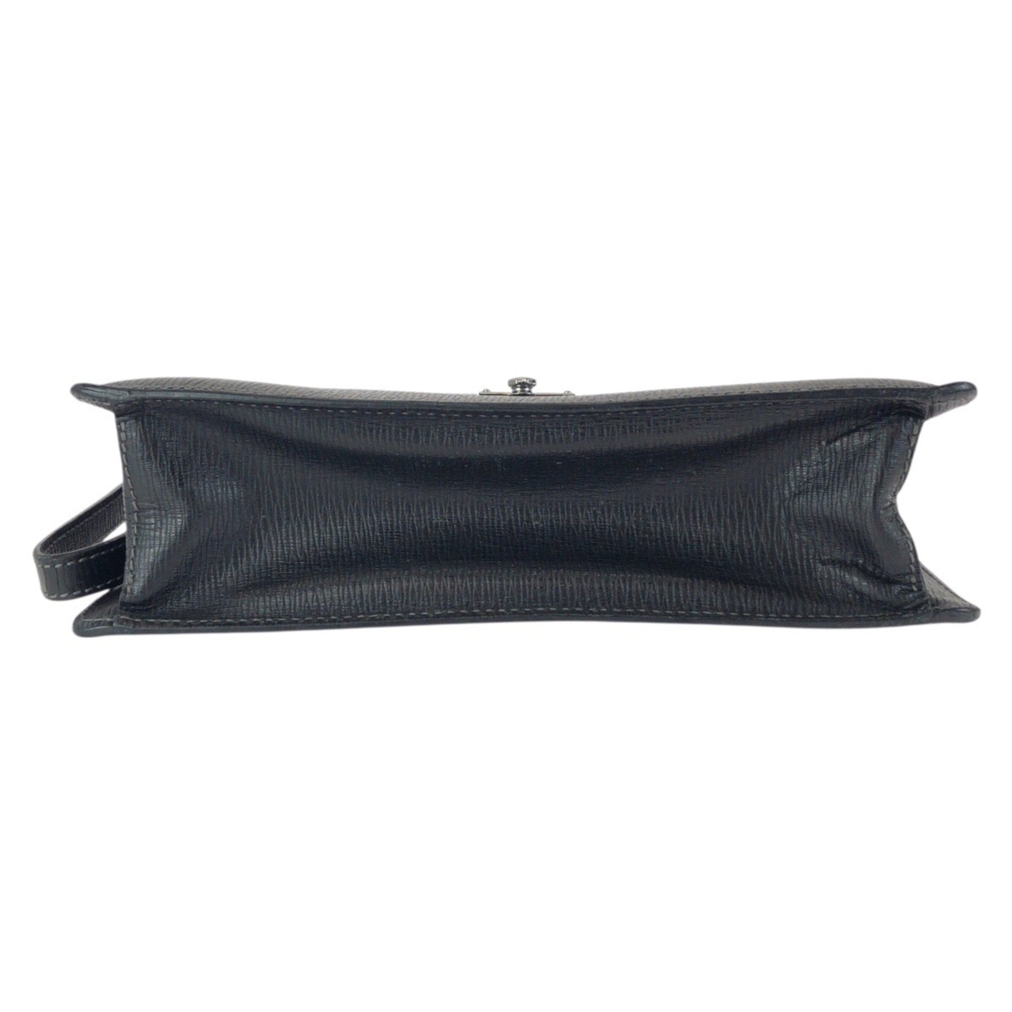 Salvatore Ferragamo Black Leather Clutch Bag (Pre-Owned)