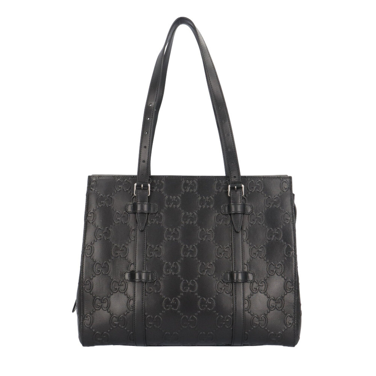 Gucci Black Gg Leather Handbag Tote Bag (Pre-Owned)