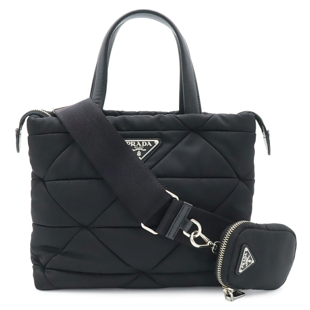 Prada Black Nero Nylon Handbag Pouch Shoulder Bag Tote Bag (Pre-Owned)