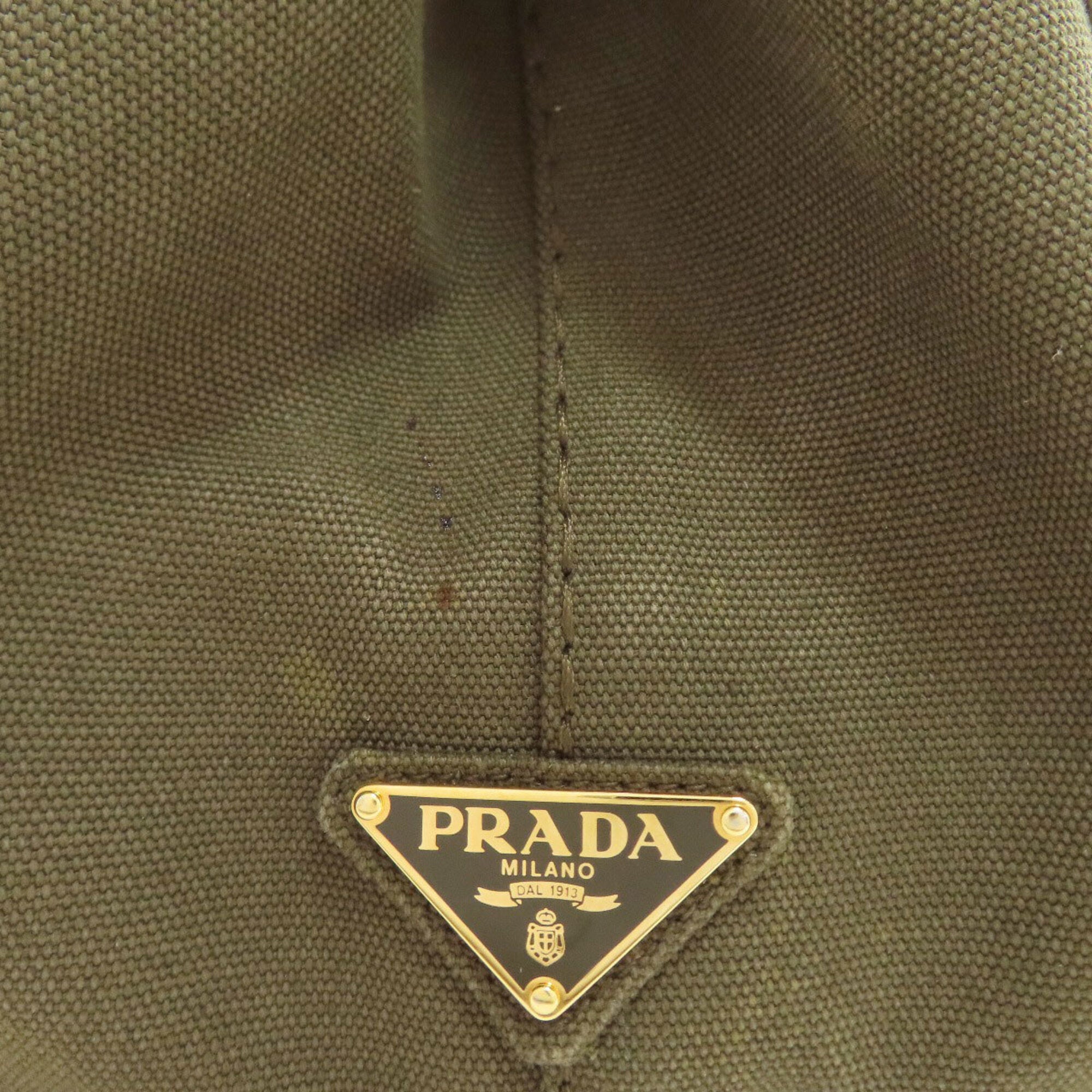 Prada Canapa Green Canvas Tote Bag (Pre-Owned)