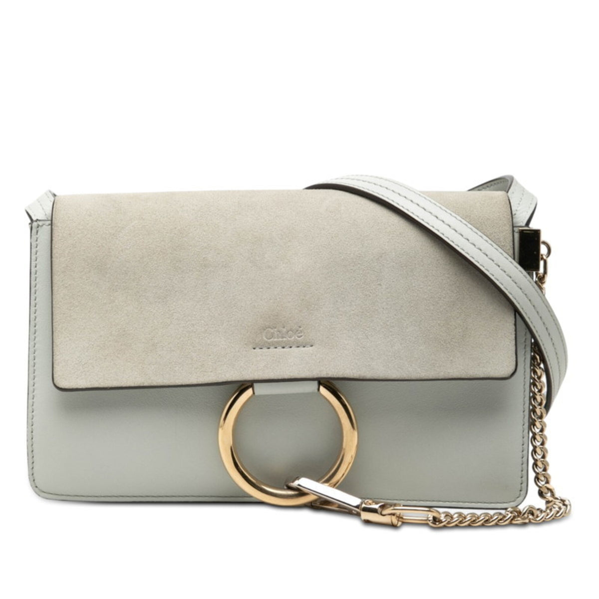 Chloé Blue Gray Leather Shoulder Bag (Pre-Owned)