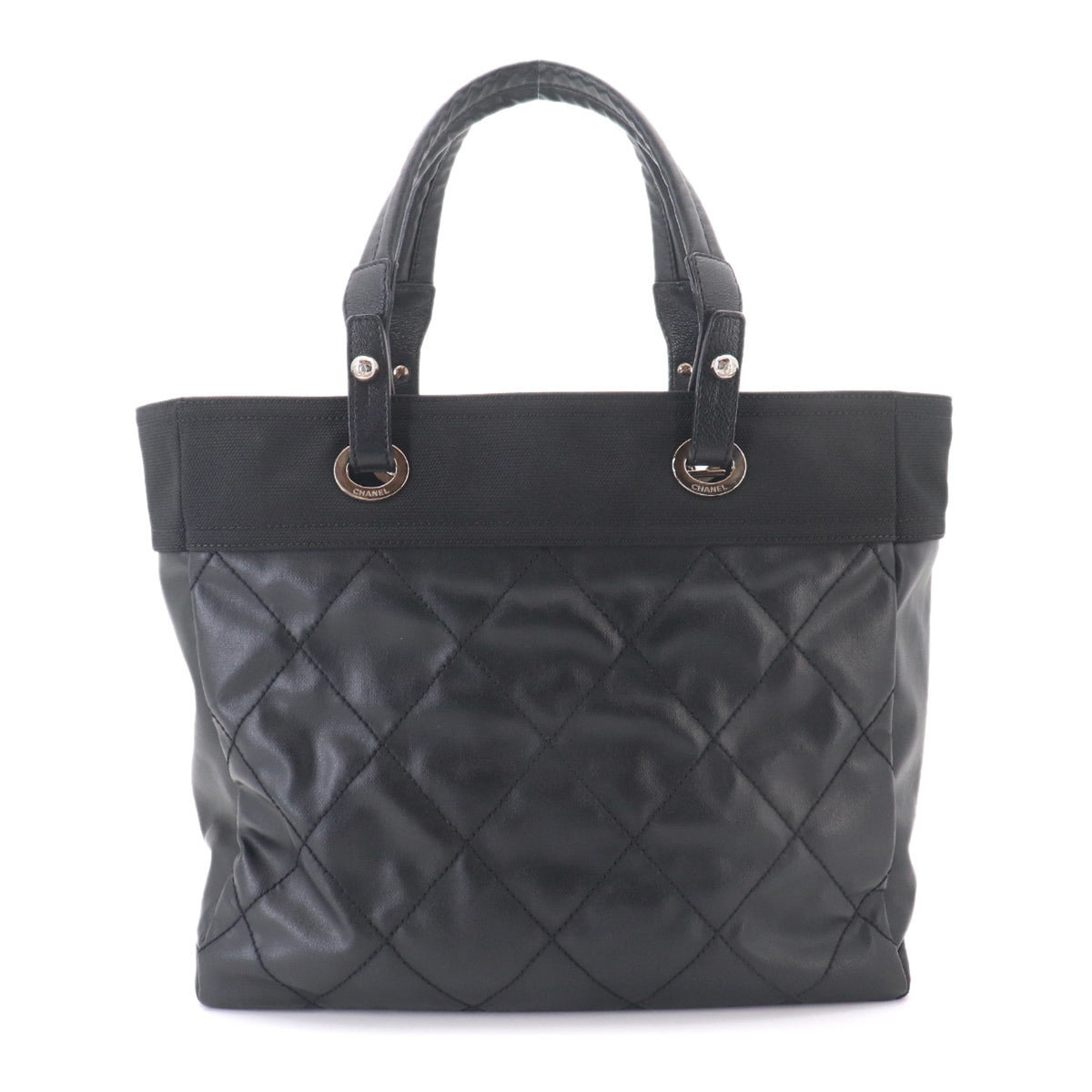 Chanel Black Nylon Handbag Tote Bag (Pre-Owned)