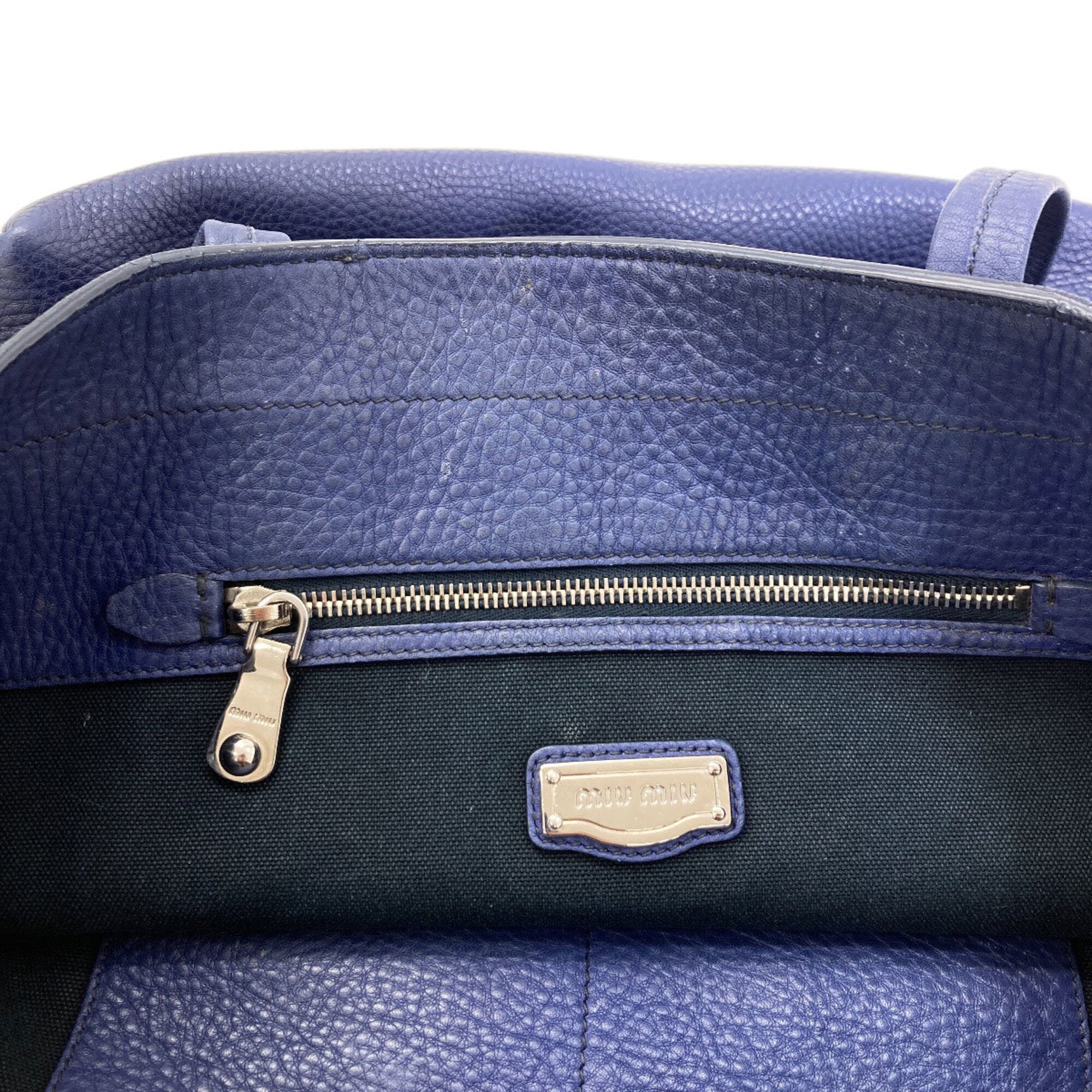 Miu Miu Blue Leather Tote Bag (Pre-Owned)