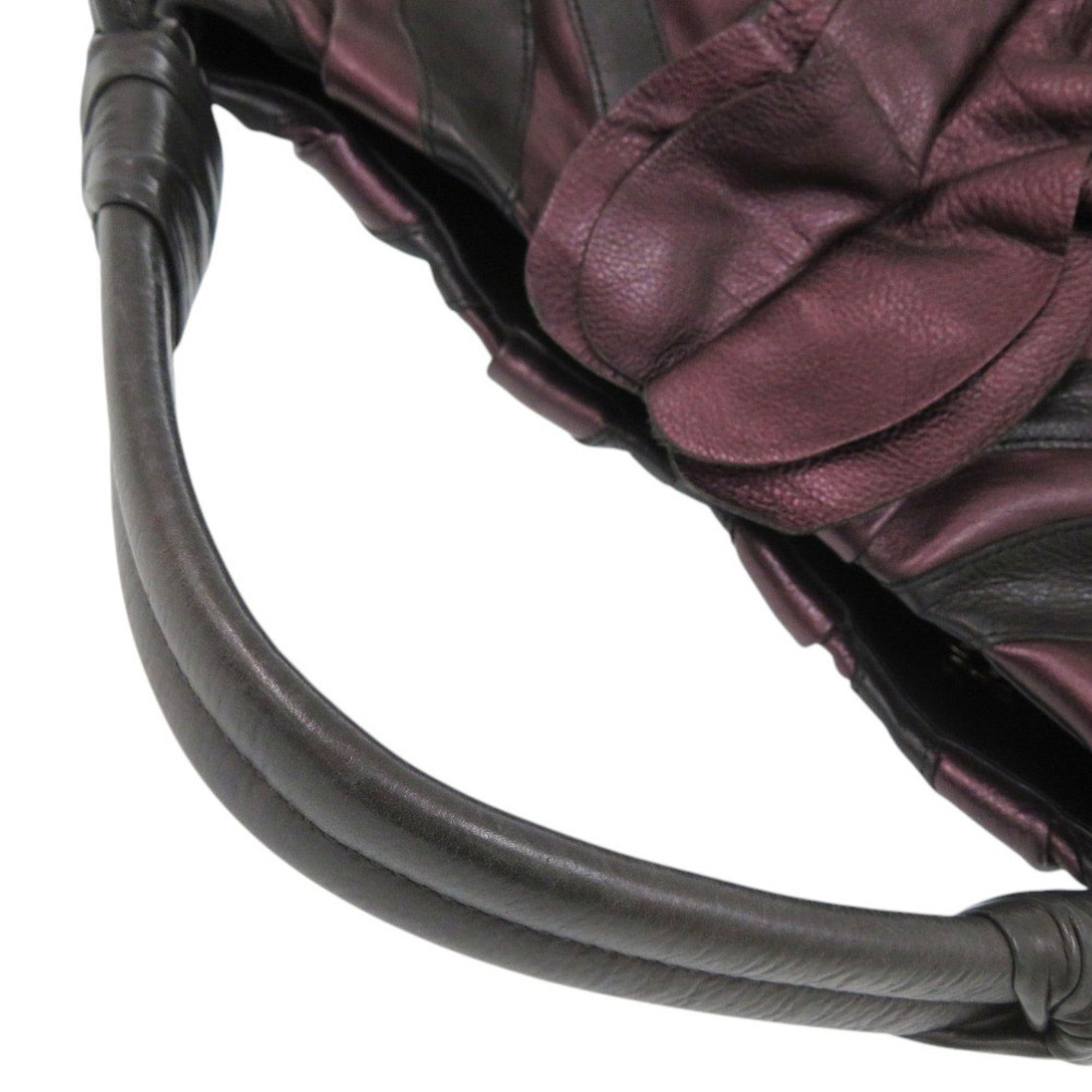 Prada Black Purple Leather Handbag (Pre-Owned)