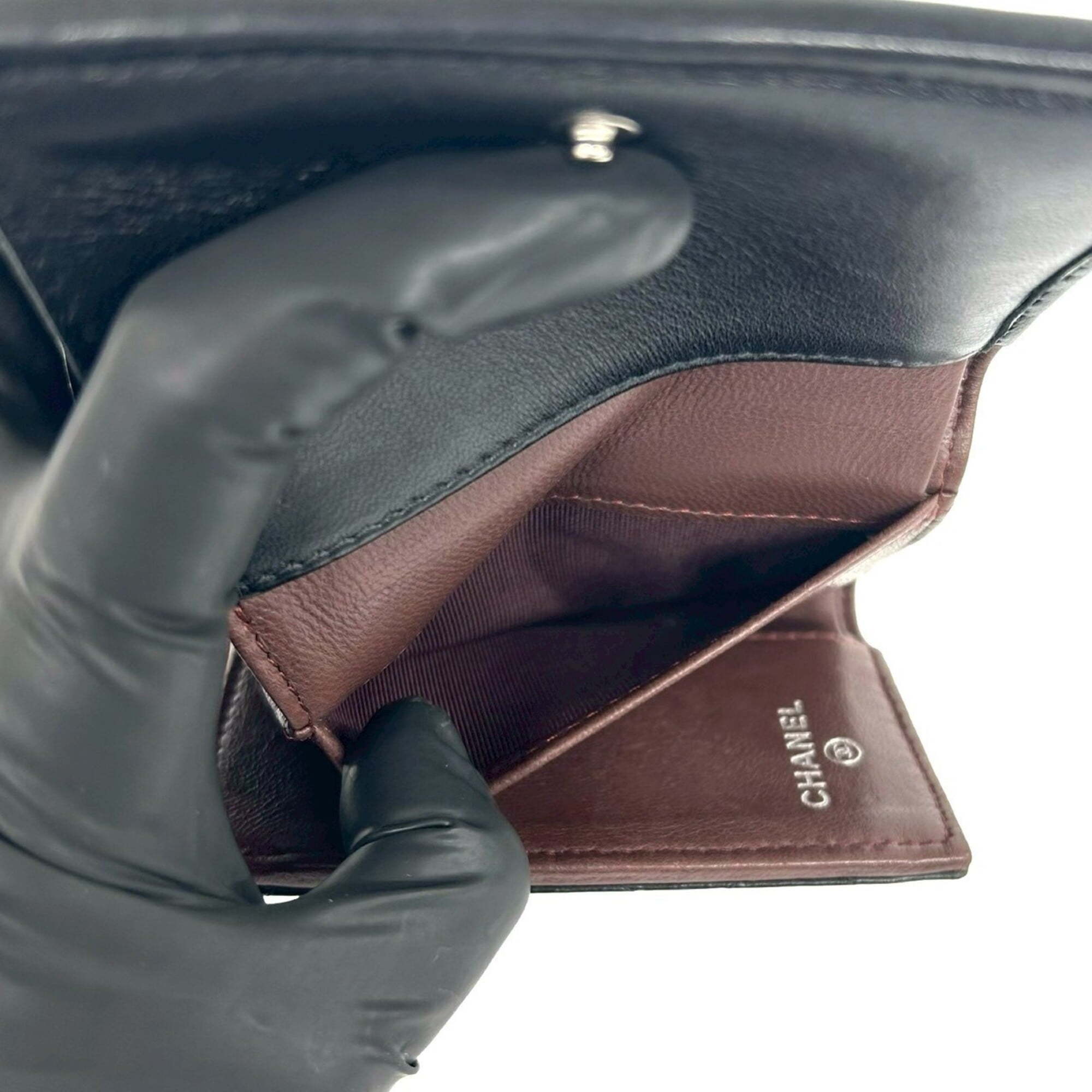 Chanel Black Leather Wallet (Tri-Fold) (Pre-Owned)