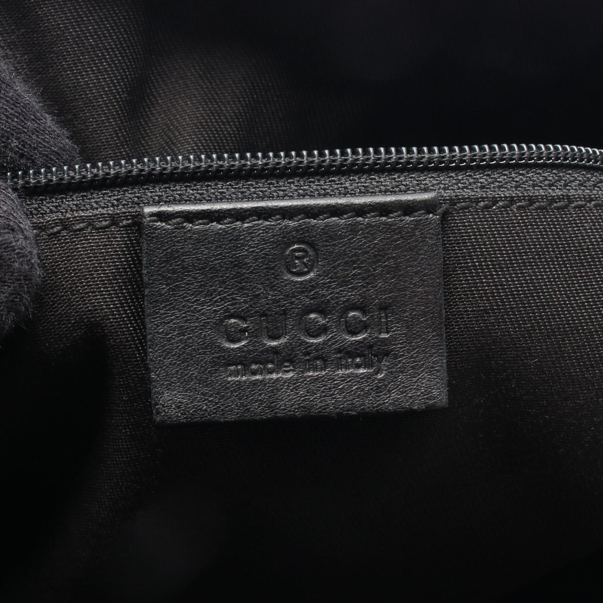 Gucci Black Gg Canvas Leather Handbag Shoulder Bag (Pre-Owned)
