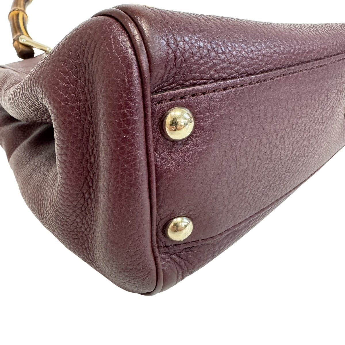Gucci Wine Bamboo Leather Handbag Shoulder Bag (Pre-Owned)
