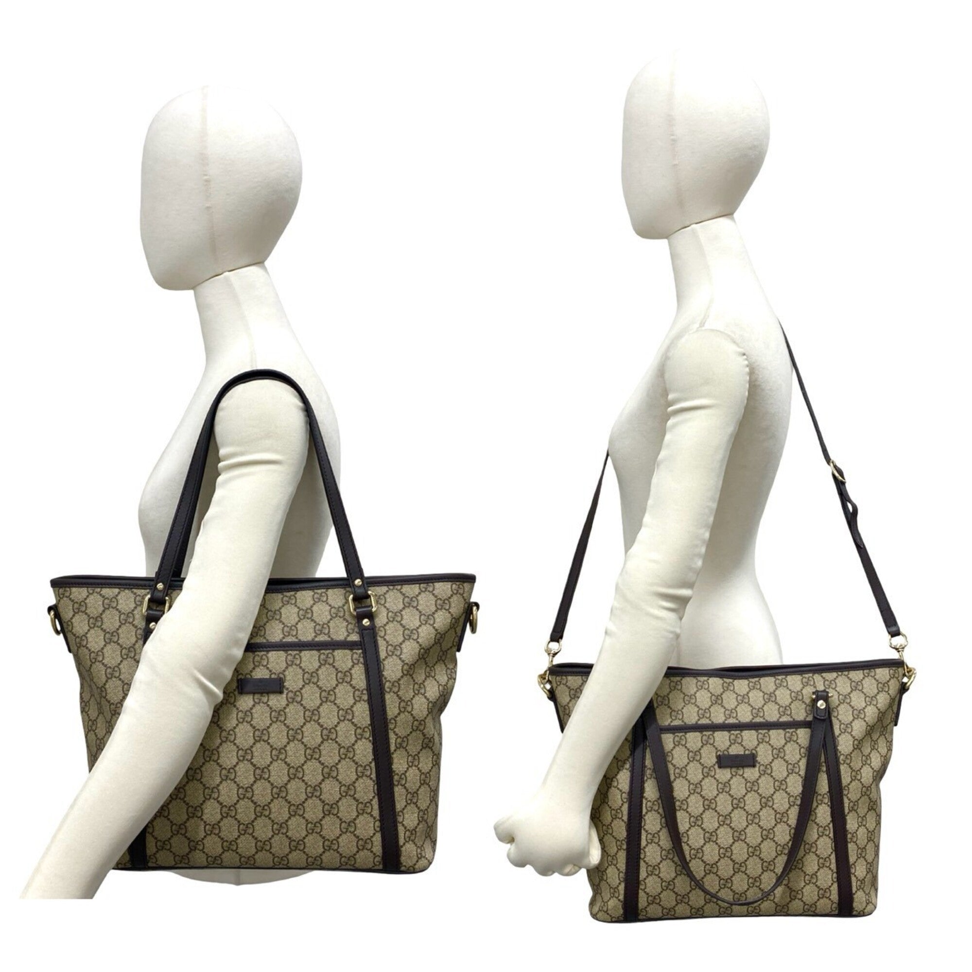 Gucci Beige Brown Pvc Leather Handbag Shoulder Bag Tote Bag (Pre-Owned)